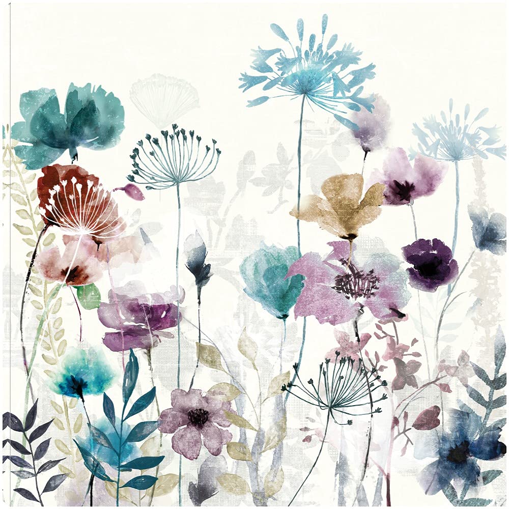 Heather Hayes Floral Frenzy II Canvas Wall Art - 22x22 Inch Ready to Hang Floral Painting for Living Room, Bedroom, Bathroom, Office & Dining Room Decor - Perfect for Home, Cafe & Hotel Wall Decoration