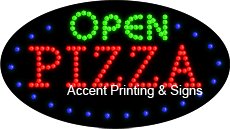 Open Pizza Flashing & Animated LED Sign - Energy Efficient Restaurant Neon Light for Pizzerias, Cafes & Bars - Perfect for Storefronts, Windows & Outdoor Advertising