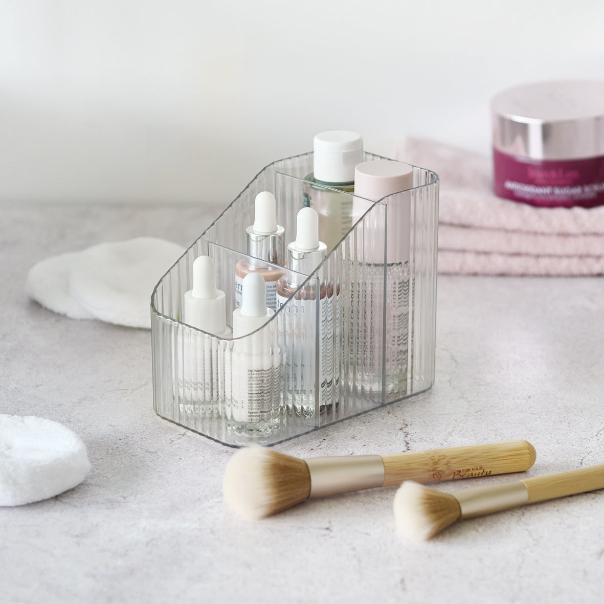 Clear 3-Compartment Organizer for Makeup, Jewelry & Office Supplies - Perfect for Vanity, Travel & Home Organization