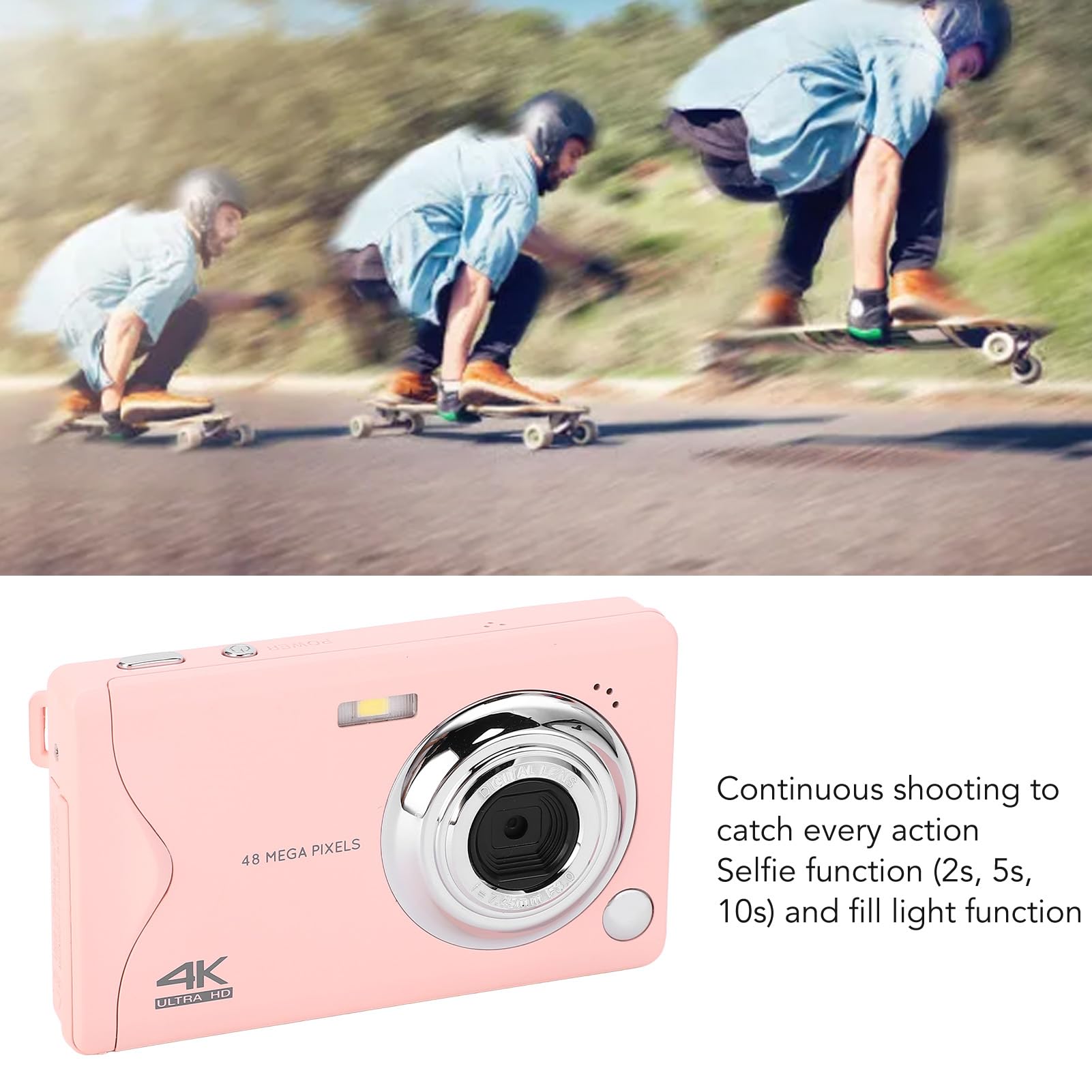 48MP Digital Camera with 4K Video & Built-in Microphone - Compact 3
