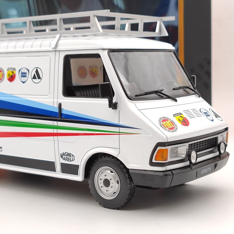 1:18 Scale IXO FIAT 242 1980 Technic Abarth Assistance Diecast Model Car with Roof Rack - Limited Edition Collectible for Car Enthusiasts & Display - Perfect for Showcase, Gift Giving, and Racing Memorabilia Collections
