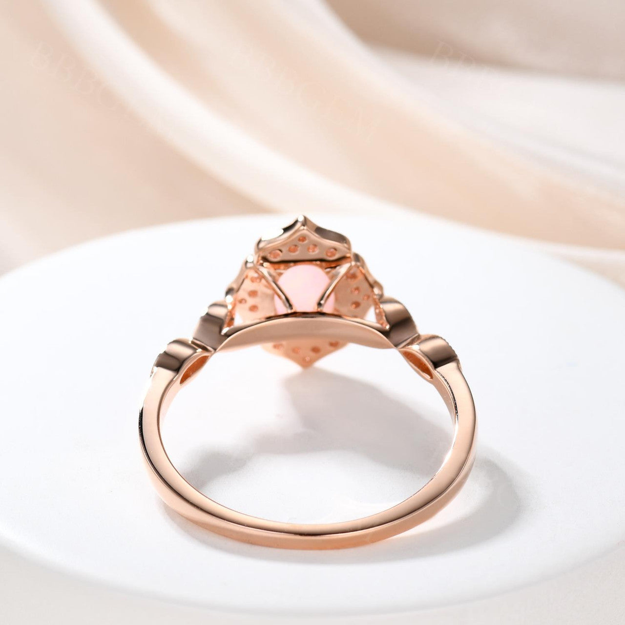 Vintage Floral Oval Cut Opal Engagement Ring with Halo Rose Gold Marquise 1/4 Diamond Band - Perfect for Wedding, Proposal & Anniversary Gifts