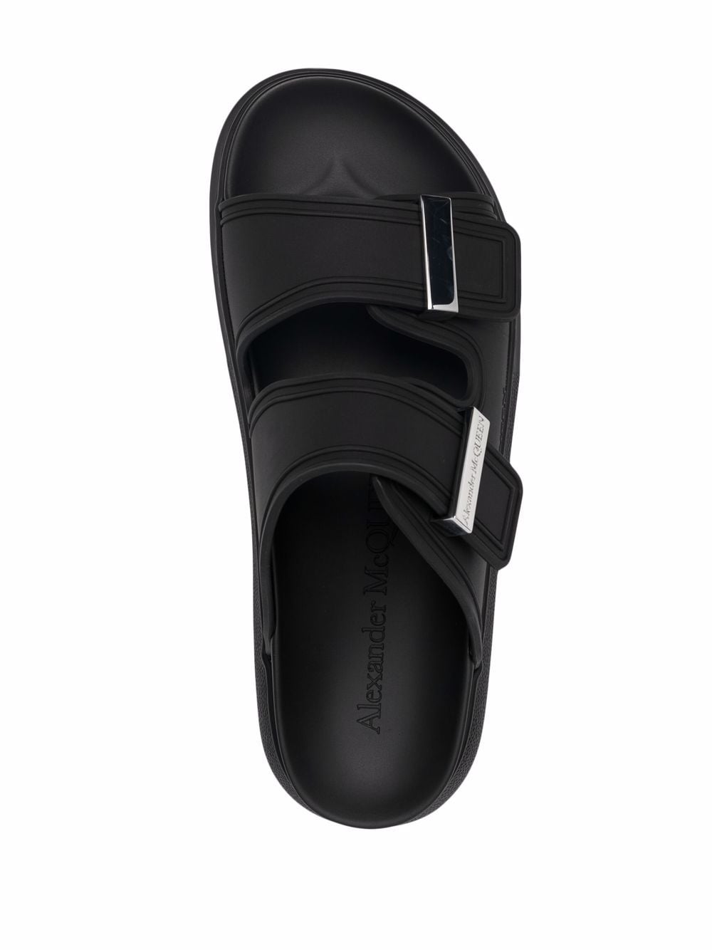 Alexander McQueen Black Leather Sandals for Women - Stylish & Comfortable Designer Footwear for Summer, Beach, and Casual Outings