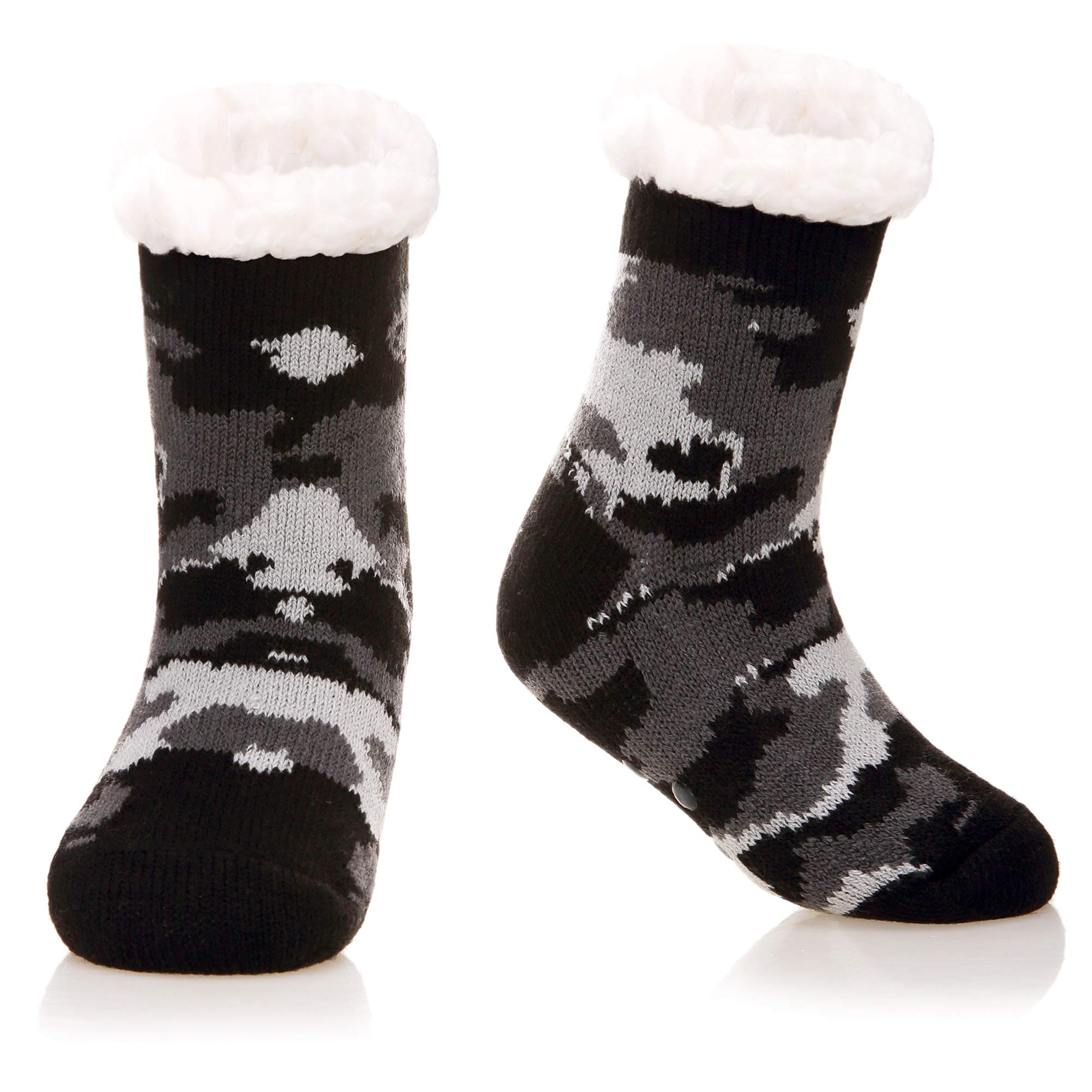 Soft Warm Fleece-Lined Fuzzy Slipper Socks for Kids & Toddlers - Boys Girls Winter Home Socks with Non-Slip Grip | Cozy Christmas Stockings for Indoor Comfort & Playtime