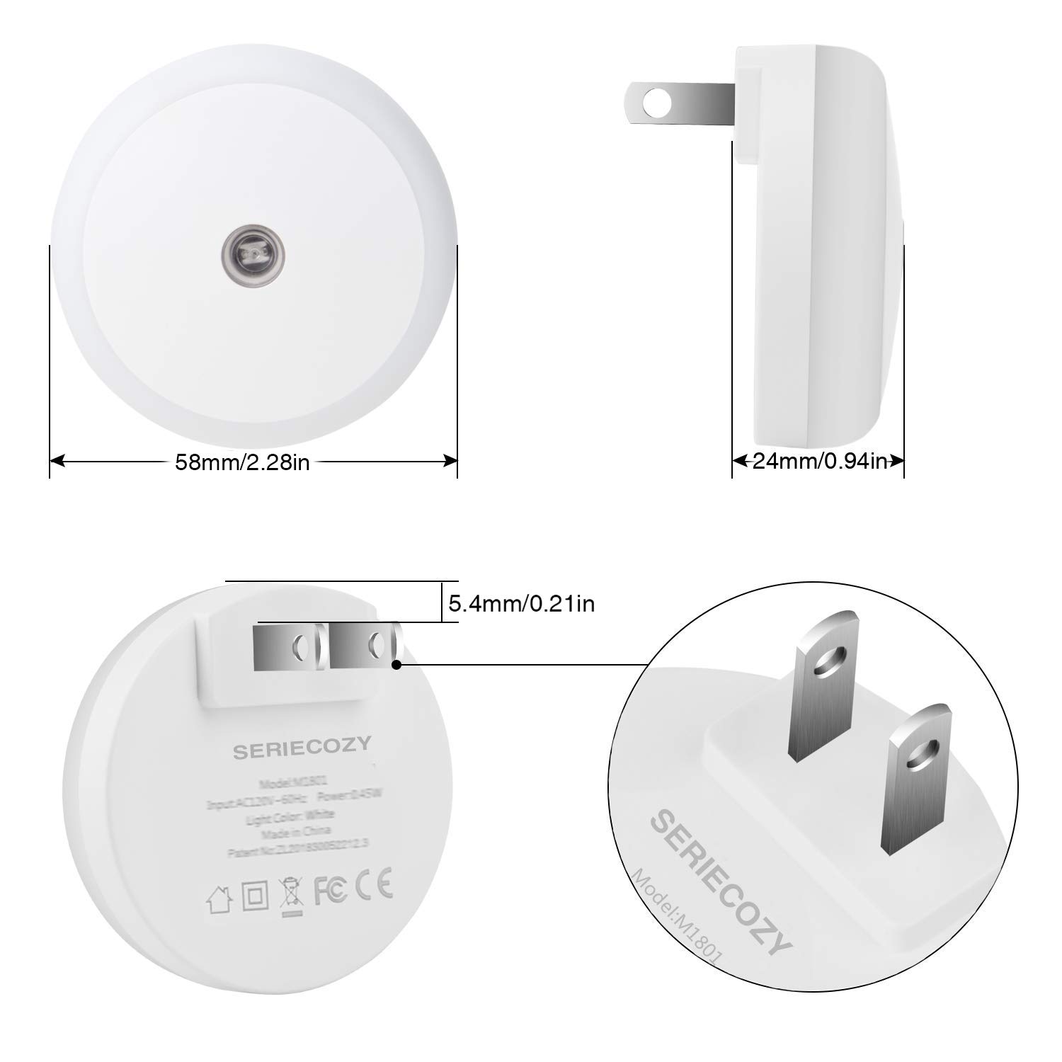 4 Pack LED Night Light Plug in with Dusk to Dawn Sensor - Energy Efficient Night Light for Bathroom, Bedroom, Kitchen & Hallway - Perfect for Safe Nighttime Navigation and Soft Ambient Lighting