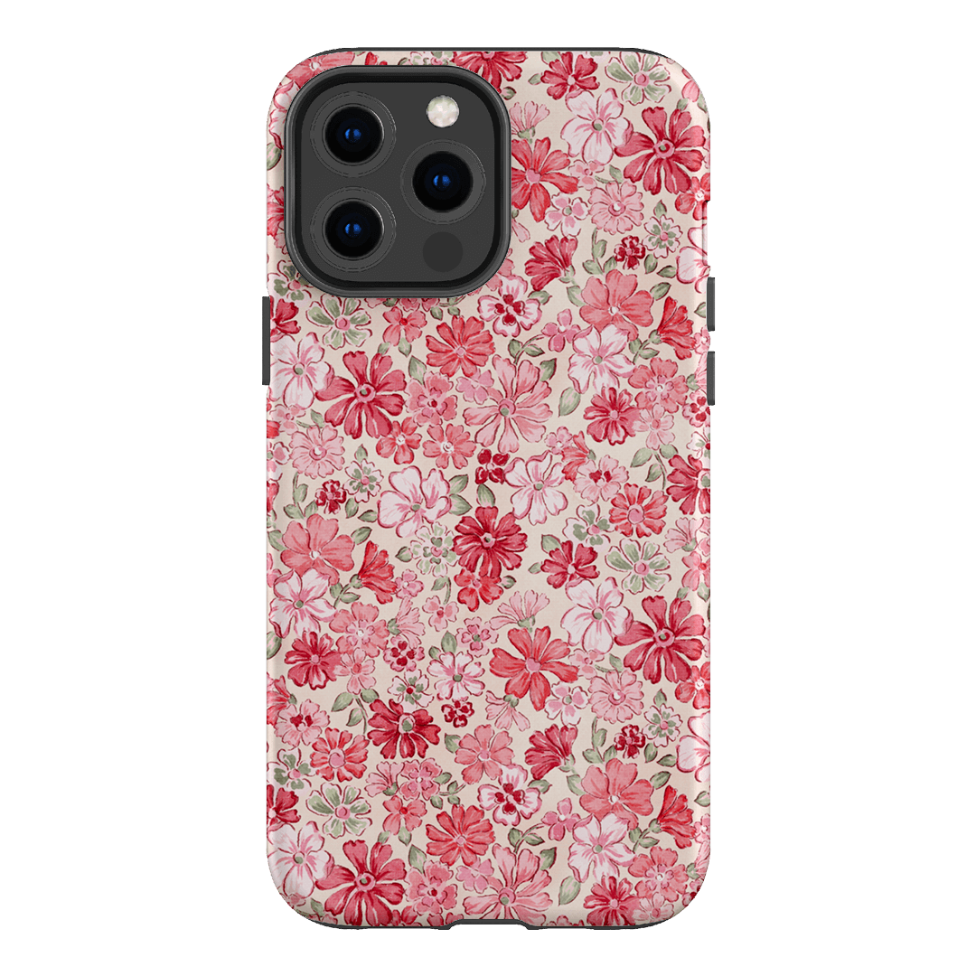 Strawberry Kiss Pink Floral Phone Case for iPhone 14/13/12/11 Pro Max - Cute Aesthetic Flower Design Protective Cover - Perfect for Women Girls Daily Use & Gift Giving
