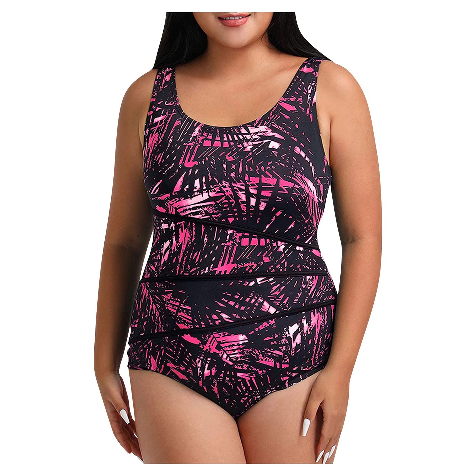 Women's Plus Size Tummy Control One Piece Swimwear - High Waisted Bathing Suit for Swimming & Beach Vacations