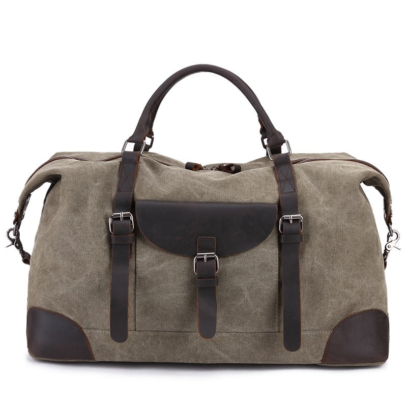 Leeston Premium Canvas & Leather Duffle Bag - Waterproof Travel Duffel for Men & Women - Gym, Weekend Getaway, Business Trip Luggage