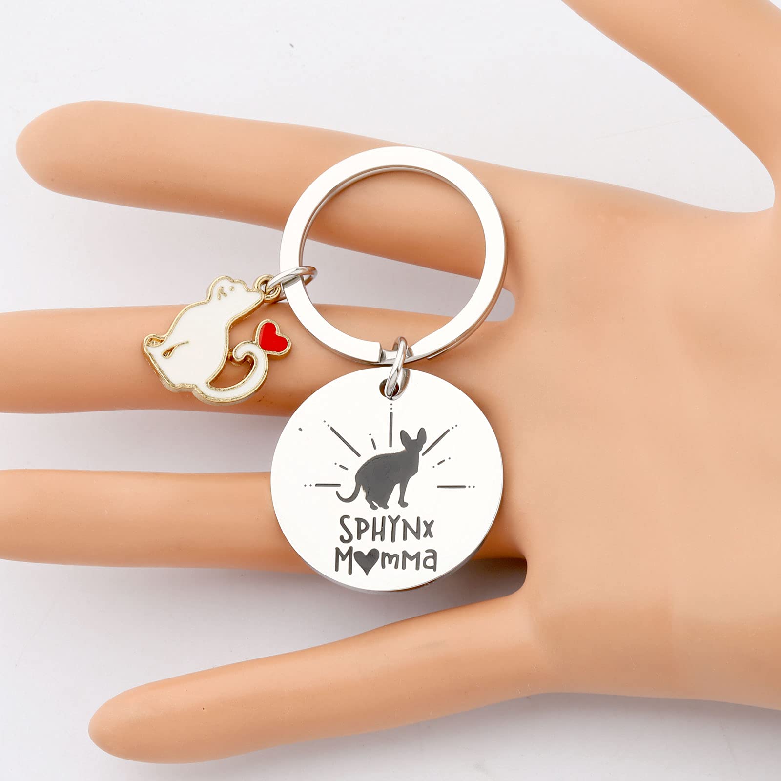 BLEOUK Sphynx Cat Keychain - Unique Hairless Cat Lover Gift for Women | Perfect for Cat Enthusiasts, Keyring Accessories & Pet-Themed Gifts