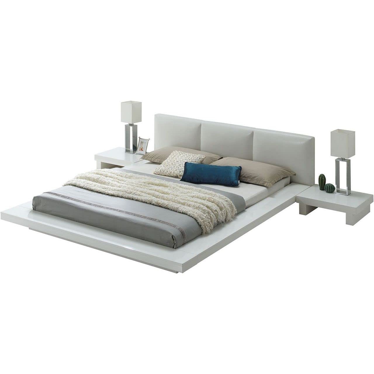 Modern White Gloss Nightstand by Furniture of America - Stylish Bedside Table for Bedroom, Living Room & Guest Room Decor