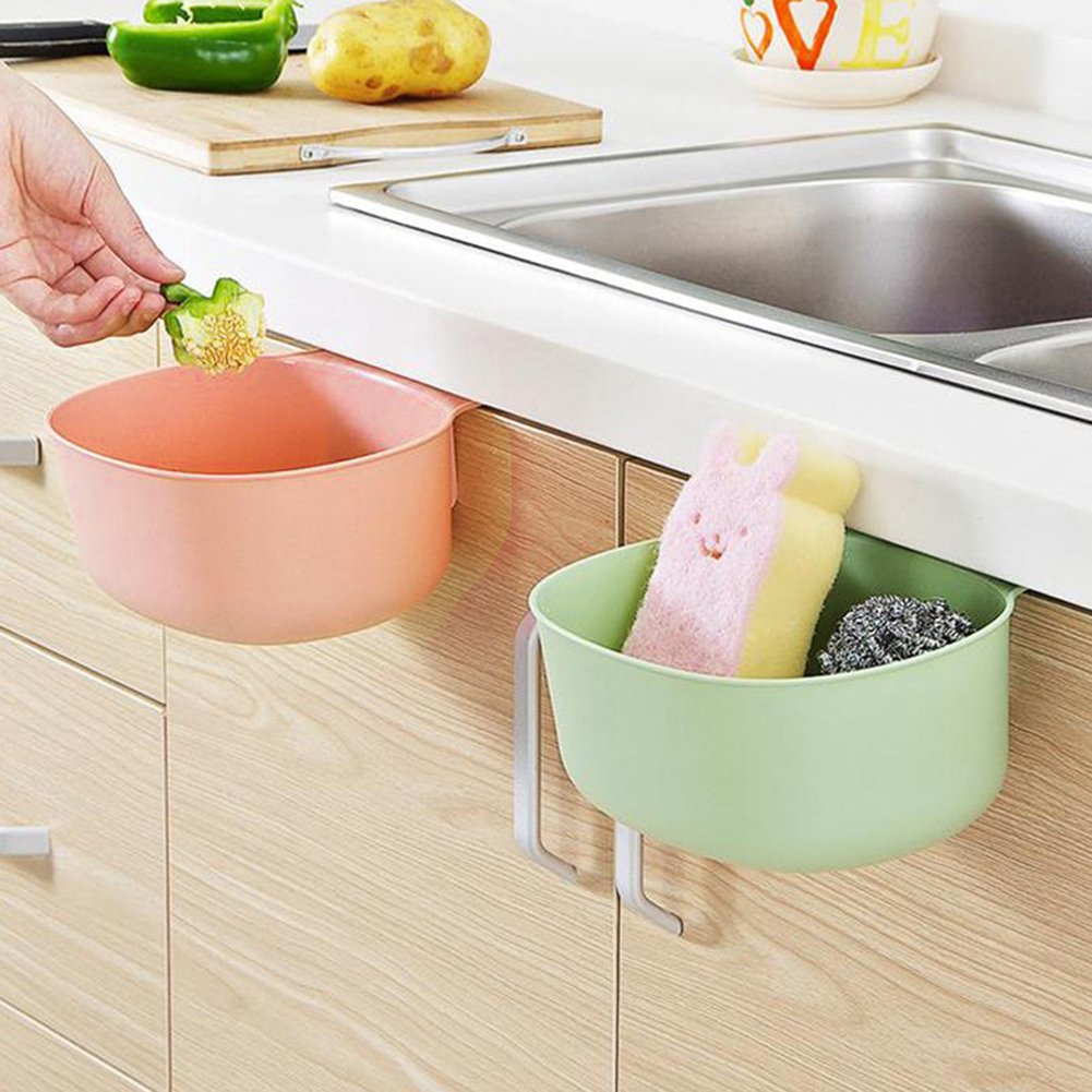 Over The Cabinet Door Trash Can Holder - Hanging Waste Basket for Kitchen, Bathroom & Office - Green Garbage Bin with Storage Rack - Perfect for Small Spaces & Clutter-Free Organization