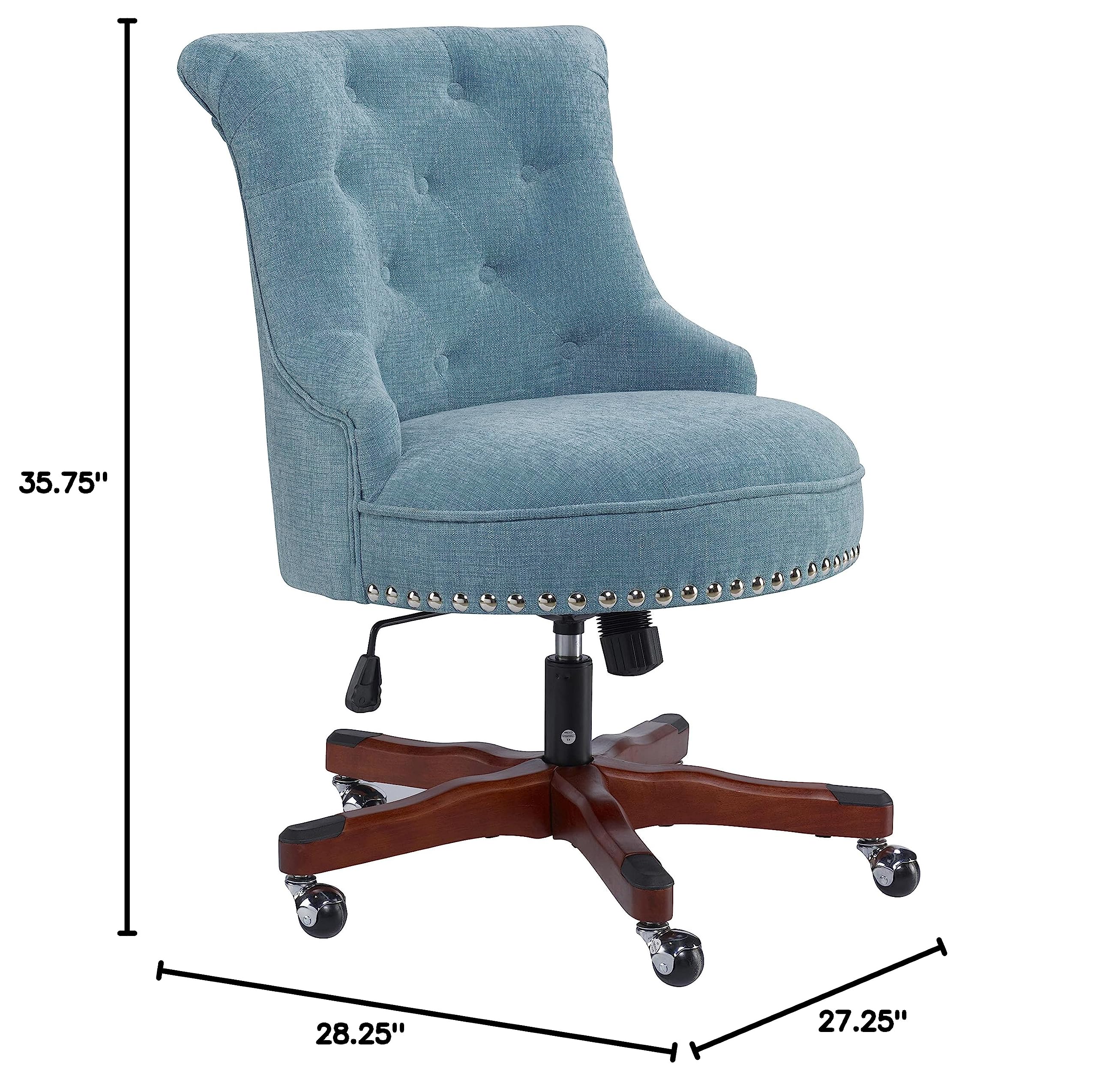 Linon Talia Aqua Office Chair - Ergonomic Mesh Back & Adjustable Height - Perfect for Home Office, Gaming & Workspace Comfort