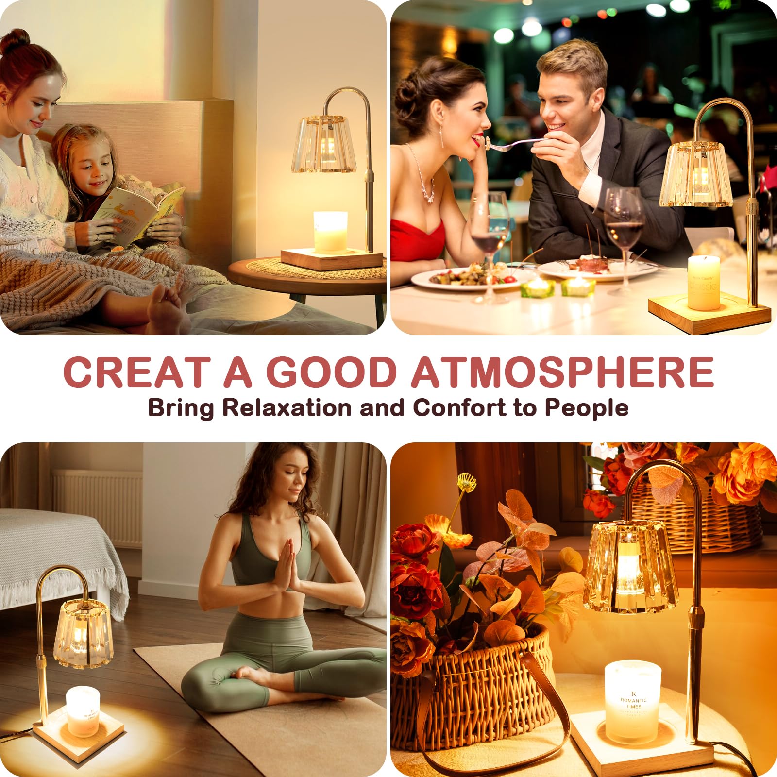 Electric Candle Warmer Lamp - Adjustable Height Dimmable Wax Melt Warmer with Timer, 3 Bulbs, for Jar Candles | Home Decor, Bedroom, Housewarming Gifts | Perfect for Relaxation, Aromatherapy & Cozy Ambiance