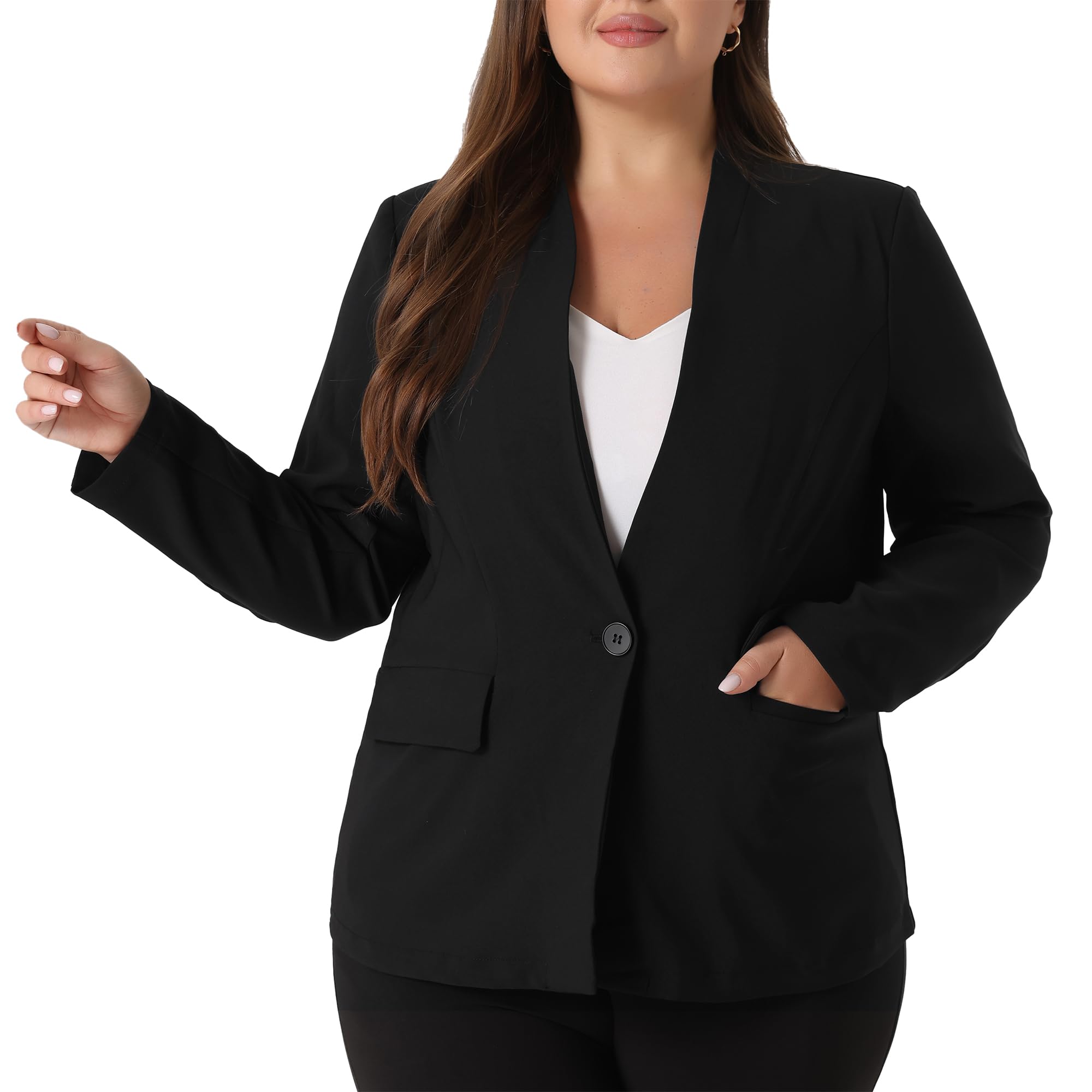 Agnes Orinda Plus Size Blazers for Women - 2025 Button Long Sleeve Office Blazer Jacket | Professional Business Suit for Work, Meetings & Formal Events