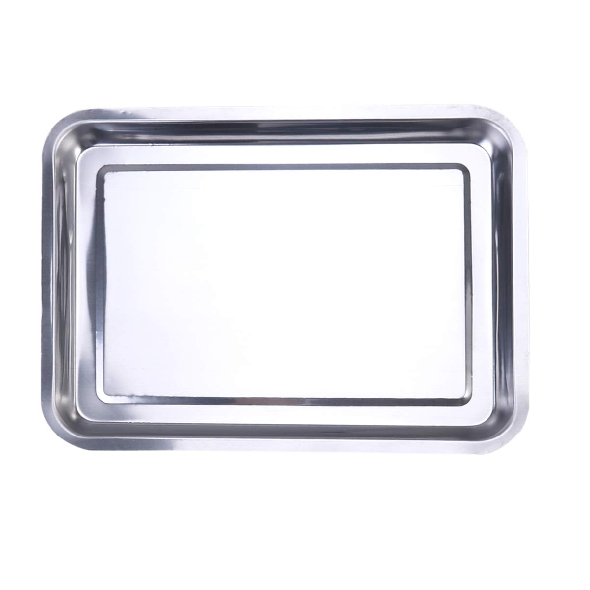 Stainless Steel Rectangular Baking Pan & Cookie Sheet - Hemoton Oven Tray for Baking, Grilling, Serving Meats - Perfect for Kitchen, BBQ, Dining Table & Ottoman Tray Set