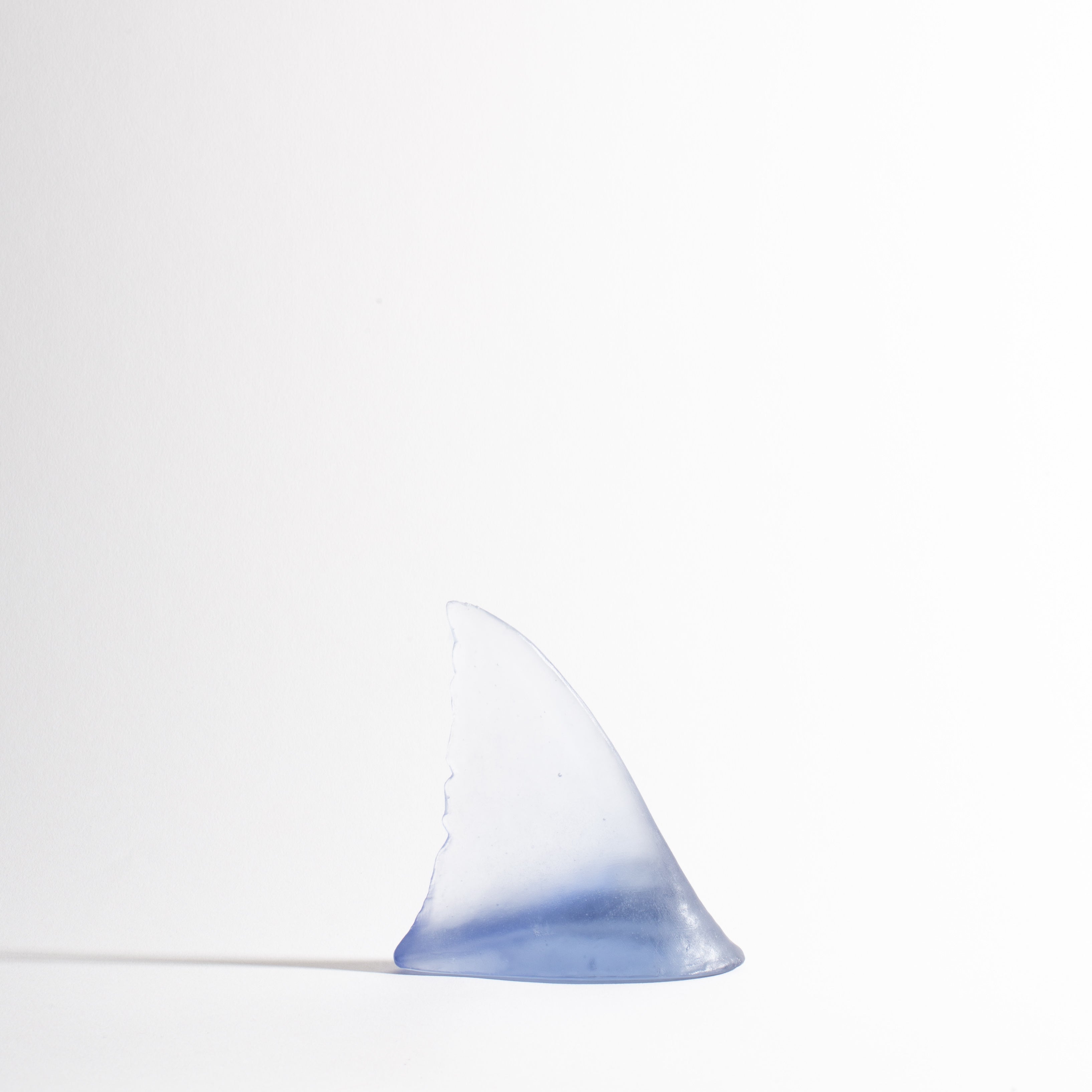 Handmade Glass Shark Fin Sculpture - Unique Denim Blue Art Decor for Home & Office | Modern Coastal Decor, Gift for Shark Lovers, Minimalist Shelf Display