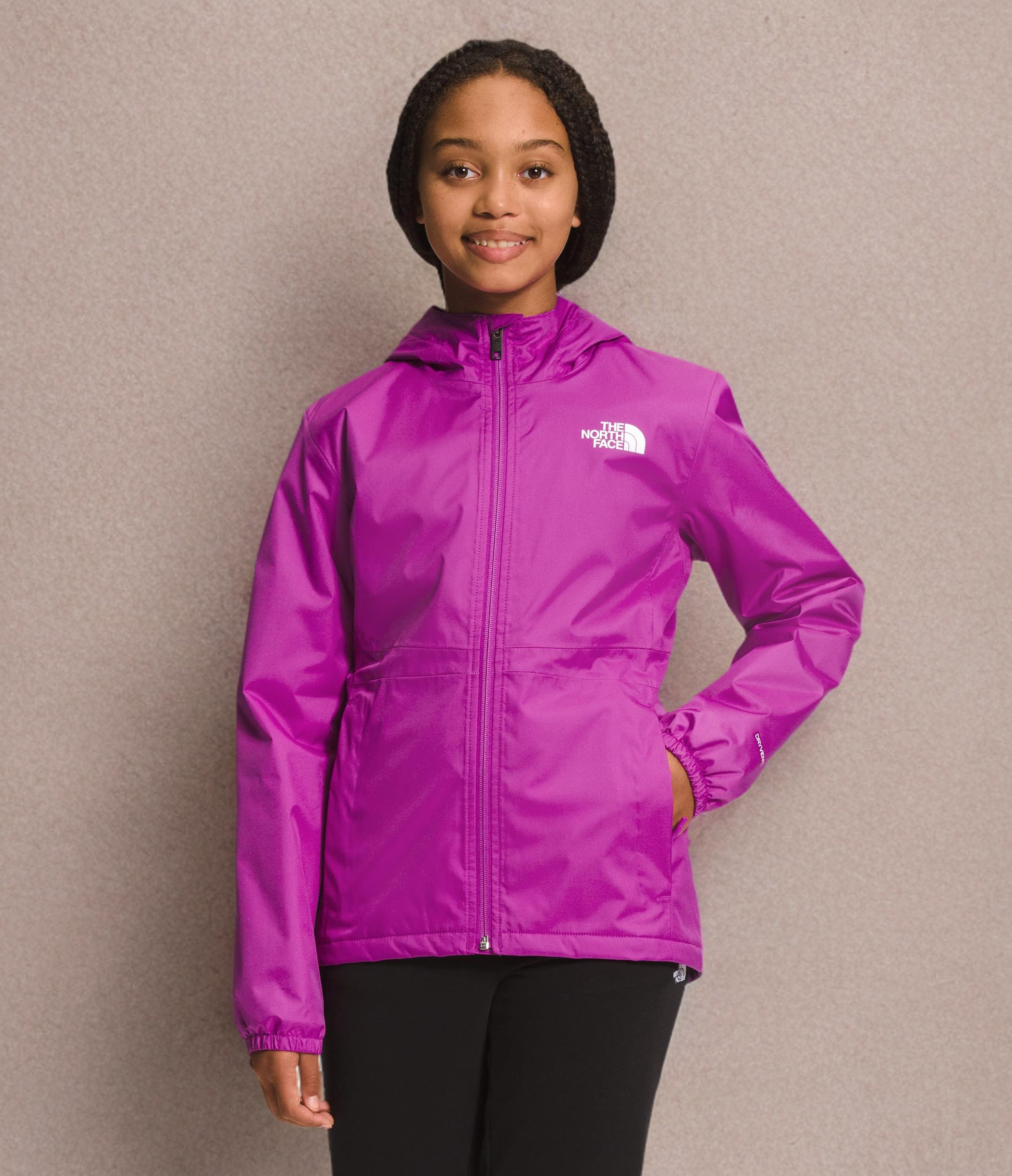 The North Face Girls' Waterproof Warm Storm Rain Jacket for Kids - Lightweight Windproof Outdoor Jacket for Hiking, Camping & School (Toddler/Little Kids/Big Kids)