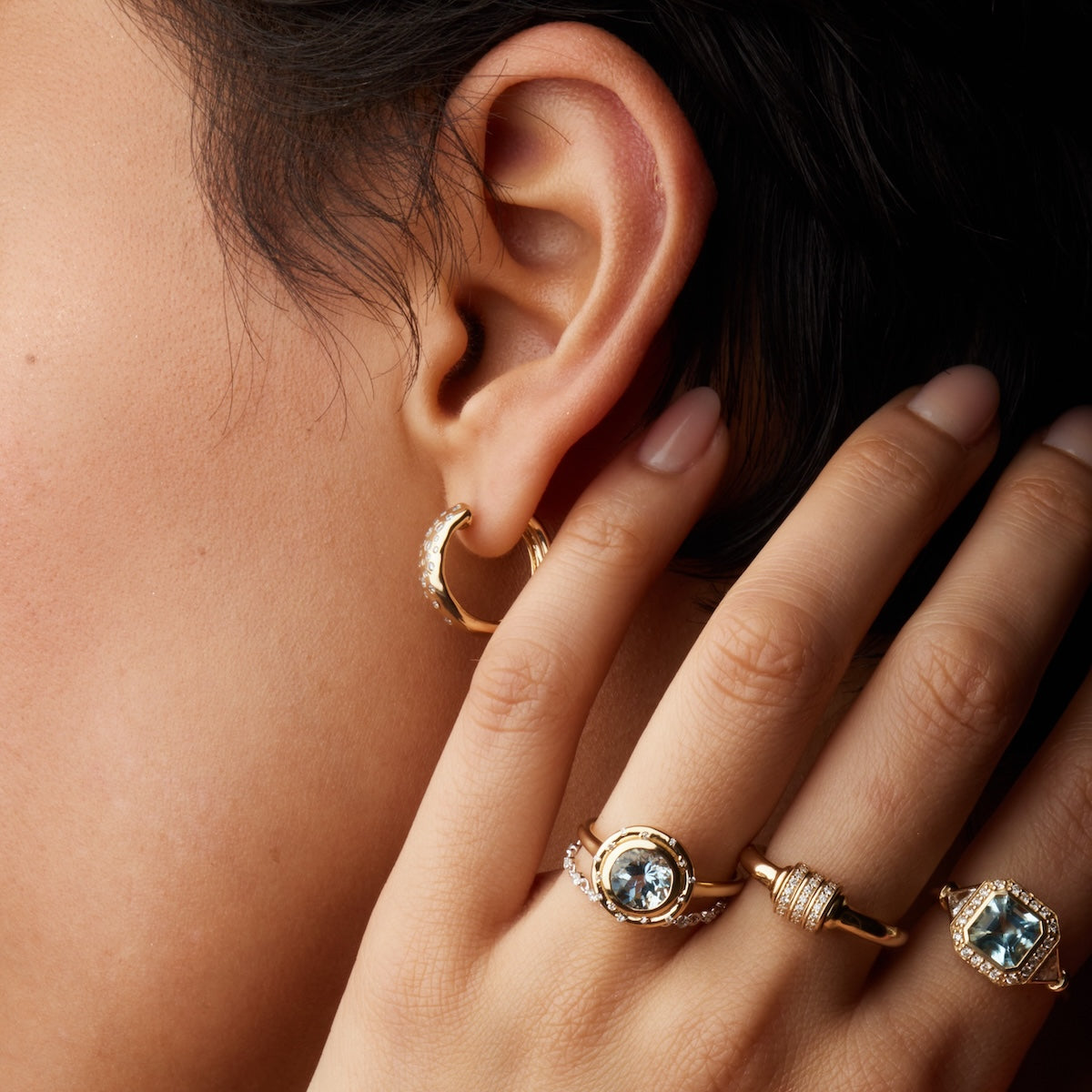 Diamonds in the Rough Hoops - Elegant Gold-Plated Hoop Earrings for Women | Perfect for Parties, Weddings & Everyday Wear