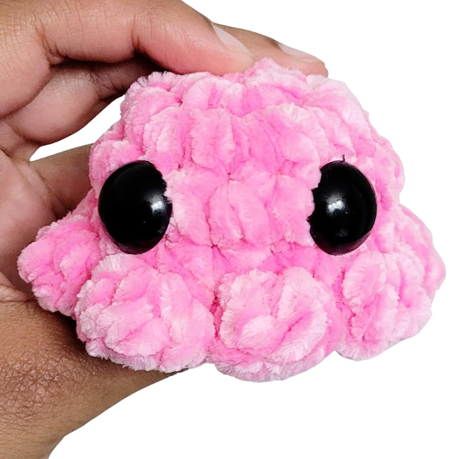 Mini Crochet Octopus Soft Stuffed Amigurumi Animal Toy - Cute Handmade Plush Doll for Kids (Hot Pink) | Perfect Gift for Birthdays, Baby Showers & Nursery Decor