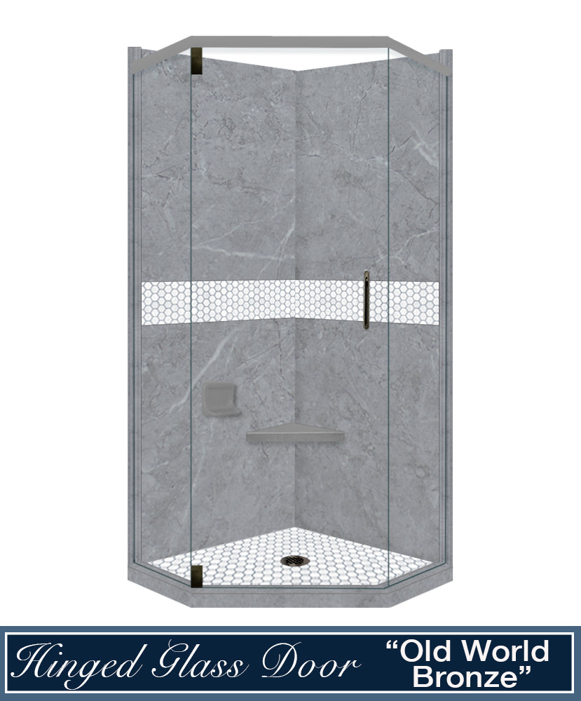 Grio Marble Pearl Hexagon Mosaic Neo Shower Enclosure Kit - Waterproof Bathroom Tile Set for Modern Shower Walls & Floors