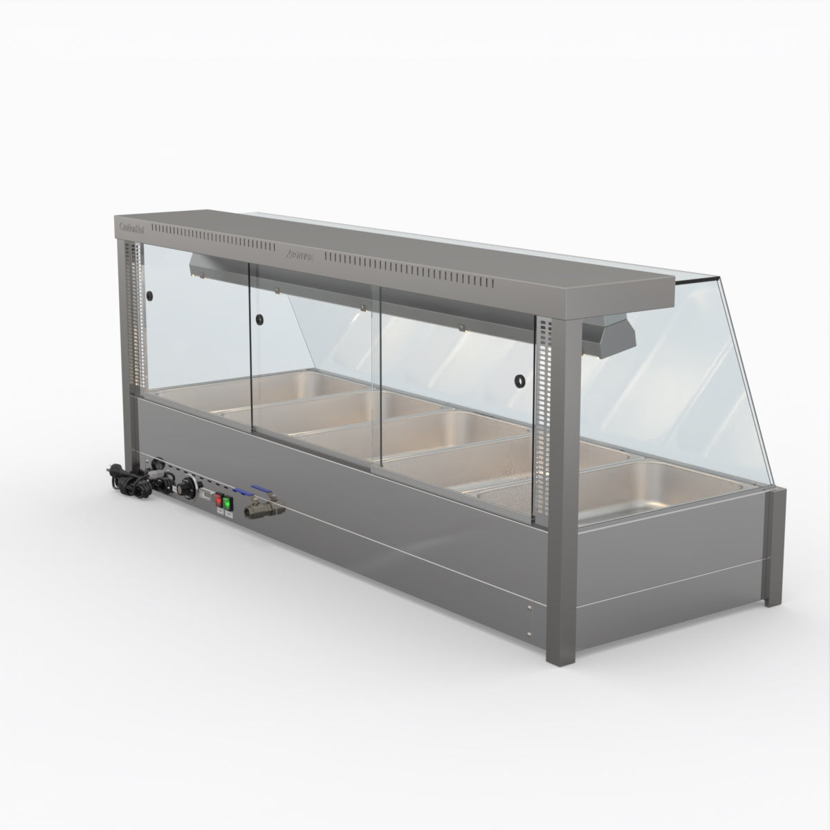 Bonvue BM17TC Angled Countertop Wet and Dry Bain Marie Food Warmer - Commercial Kitchen Use for Restaurants, Catering & Buffets