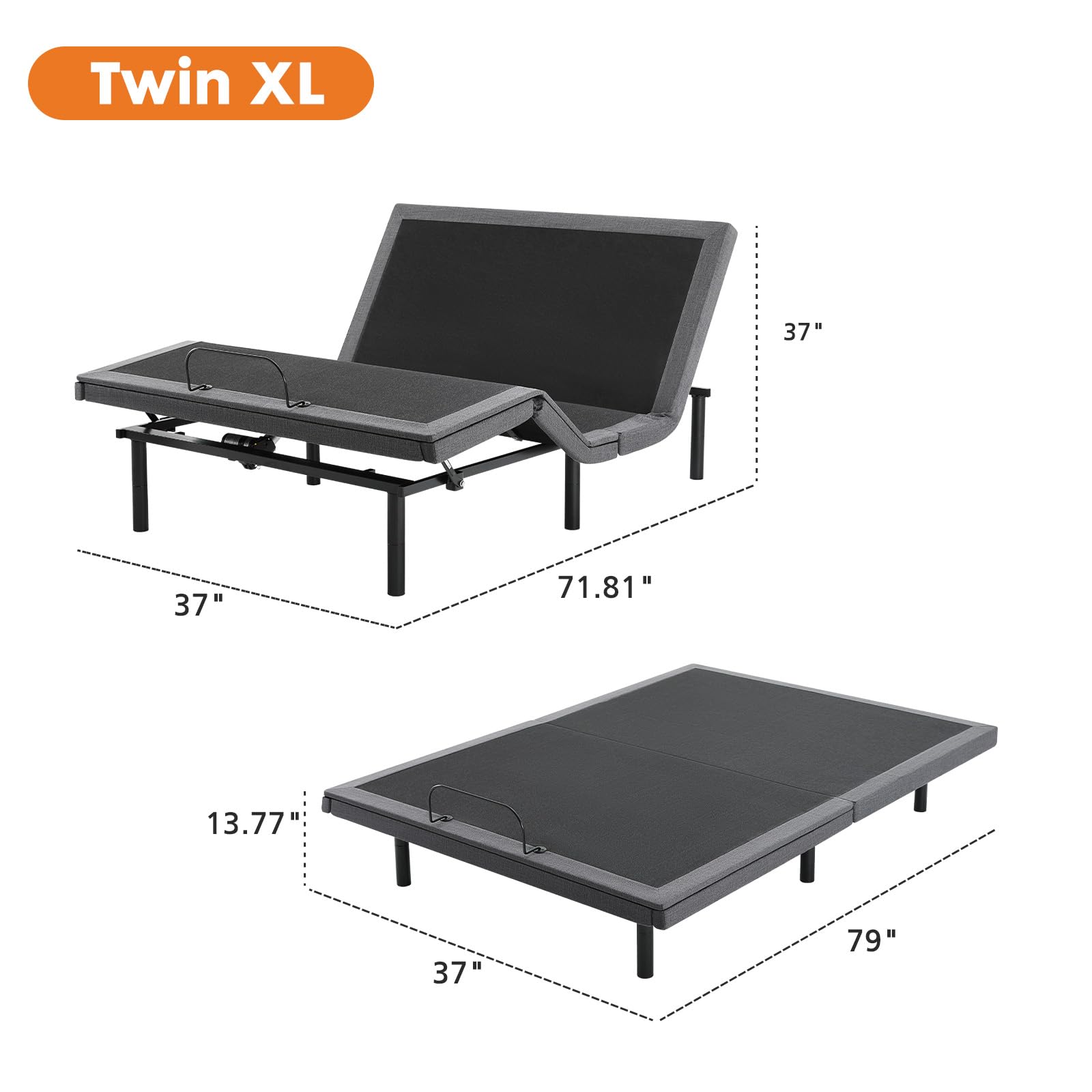 Sweetcrispy Electric Adjustable Twin XL Bed Frame with Wireless Remote - Zero Gravity, Head/Foot Incline, 2 USB Ports & Anti-Snore Feature - Easy Assembly for Home, Office or Guest Room Use