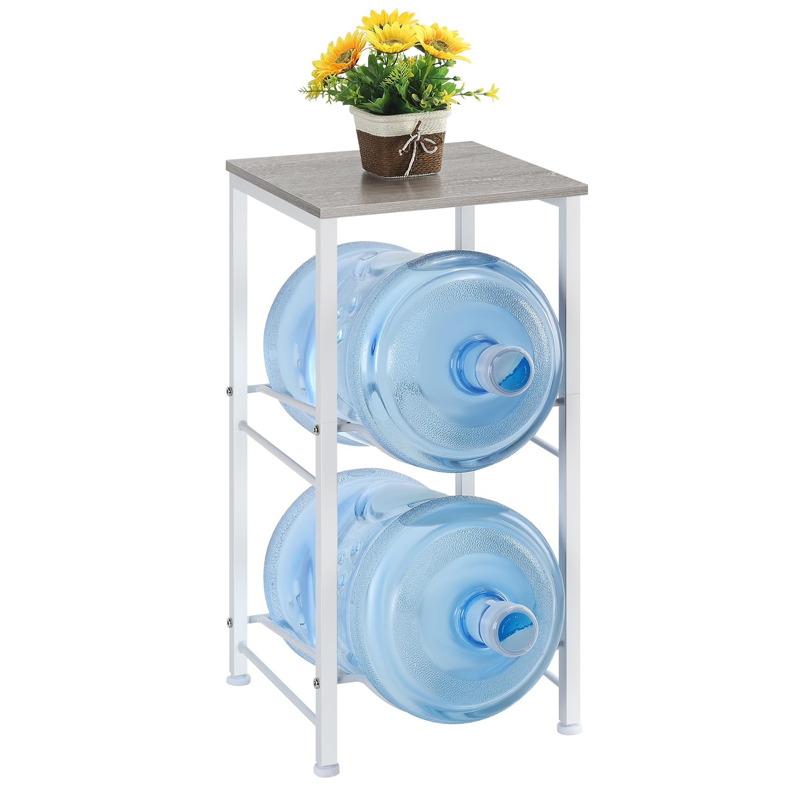 LIANTRAL 5 Gallon Water Bottle Holder with Storage Shelf - Heavy Duty Water Jug Rack Stand Organizer for Office, Kitchen, Living Room - Space Saving Grey (Perfect for Home, Office & Commercial Use)