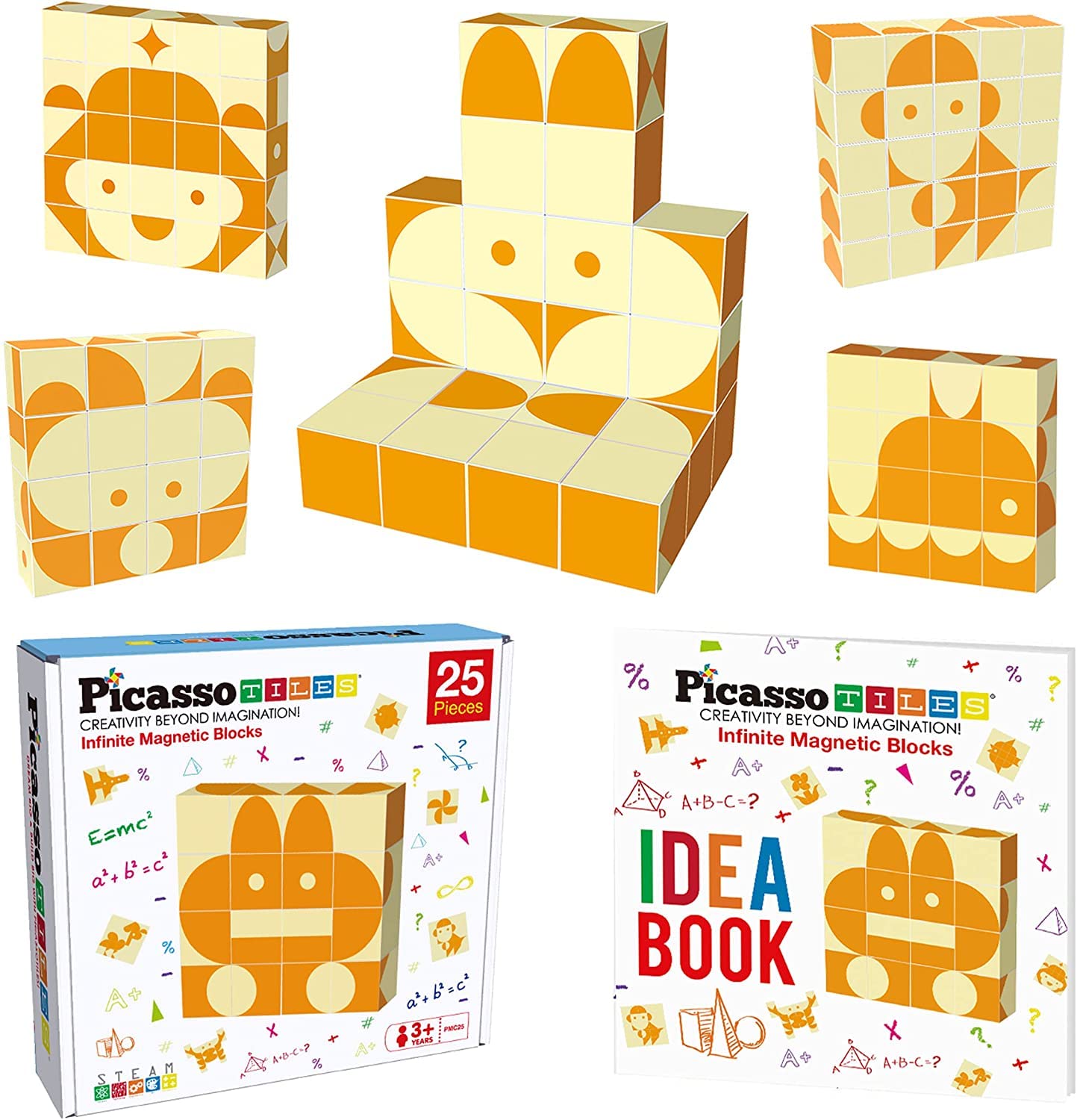 PicassoTiles 400pcs Magnetic Puzzle Cube Set - World Famous Art Paintings with Free Frame & Ideabook - STEM Educational Toy for Kids & Adults - Creative Brain Teaser for Home Decor, Classroom & Gift Giving