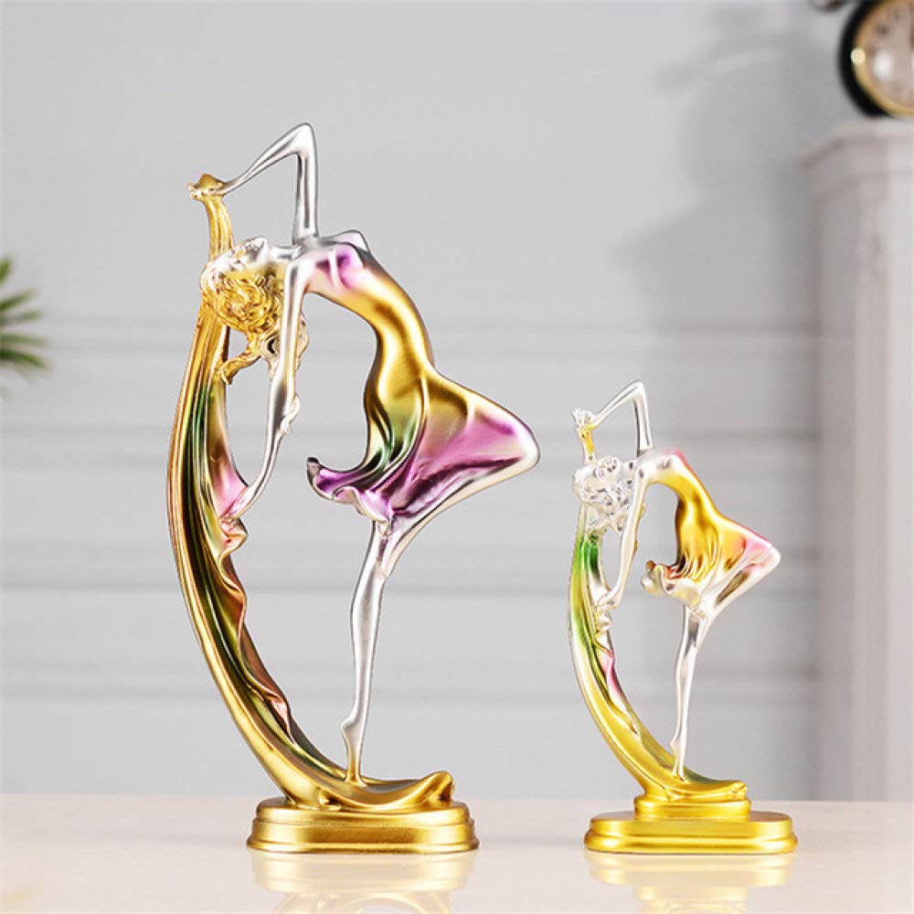 Elegant Ballerina Girl Resin Statue - Pink & Yellow Dance Figure Sculpture for Home Decor, Desktop Ornament | Perfect for Ballet Lovers, Gift Ideas & Living Room Decoration