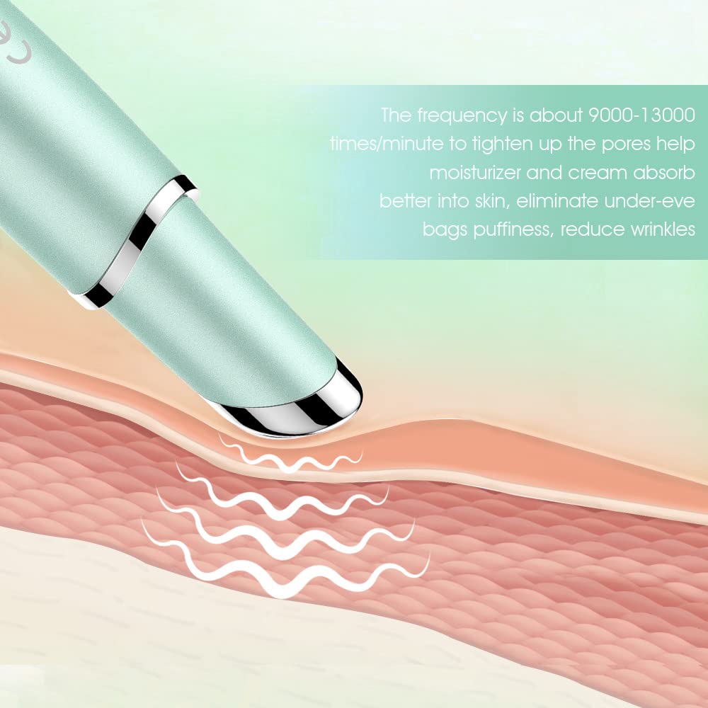 TOUCHBeauty Rechargeable Heated Eye Massager with 42℃ Warm Therapy - Ionic Facial Wand for Dark Circles, Puffiness & Anti-Aging Wrinkle Reduction - Perfect for Relaxation & Skincare Routine (Green)