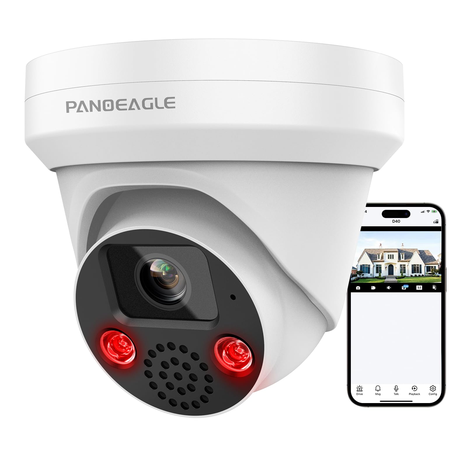 8MP PoE IP Security Camera, 4K Outdoor Turret Surveillance Camera with 2.8mm Lens - Compatible with Hikvision, Two-Way Audio, Human/Vehicle Detection, EXIR 2.0 Night Vision up to 98ft, IP67 Waterproof, MicroSD Slot (Supports 512GB) - Ideal for Home Security, Business Monitoring, and Property Protection