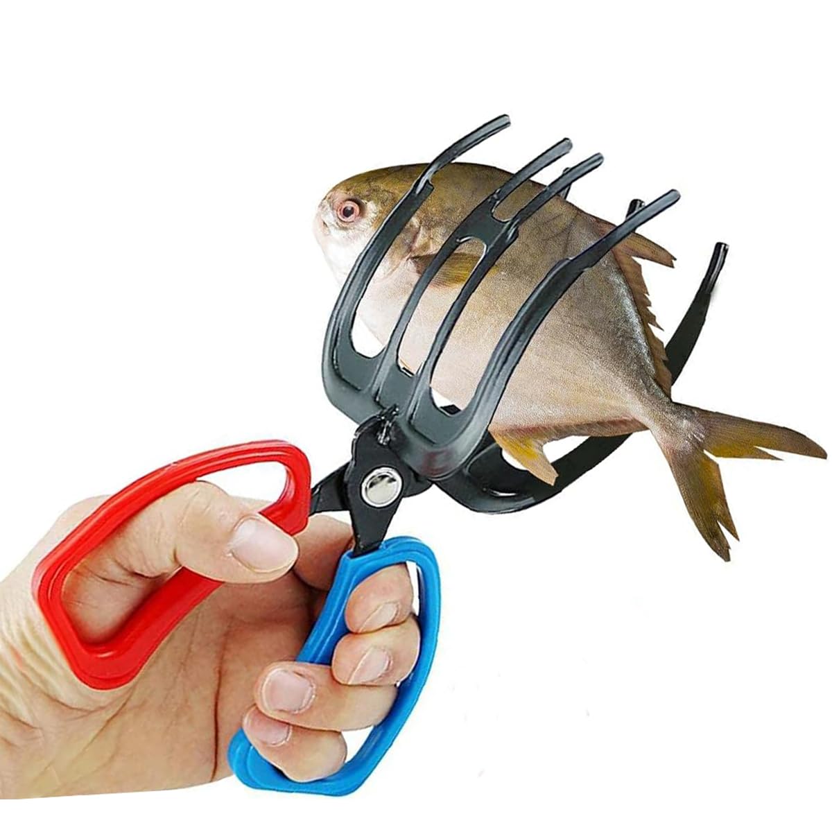 AIIONP 3 Claw Fish Gripper - Heavy Duty Fishing Pliers with Metal Control Clamp | Secure Fish Handling Tool with Three Teeth Grip | Perfect for Catch & Release, Boat Fishing & Saltwater Angling Accessories