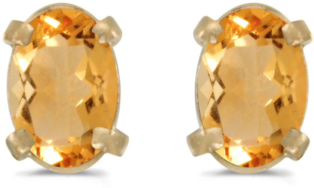 14K Yellow Gold Oval Citrine Stud Earrings for Women – Elegant Dainty Gemstone Jewelry for Everyday Wear, Gift Giving & Special Occasions