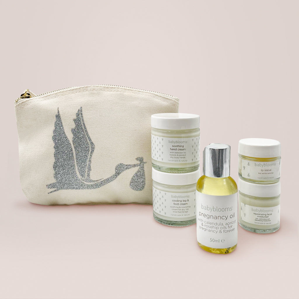 Pregnancy Skincare Gift Set for Expecting Moms - Silver | Perfect Baby Shower Gift & Self-Care Pamper Kit