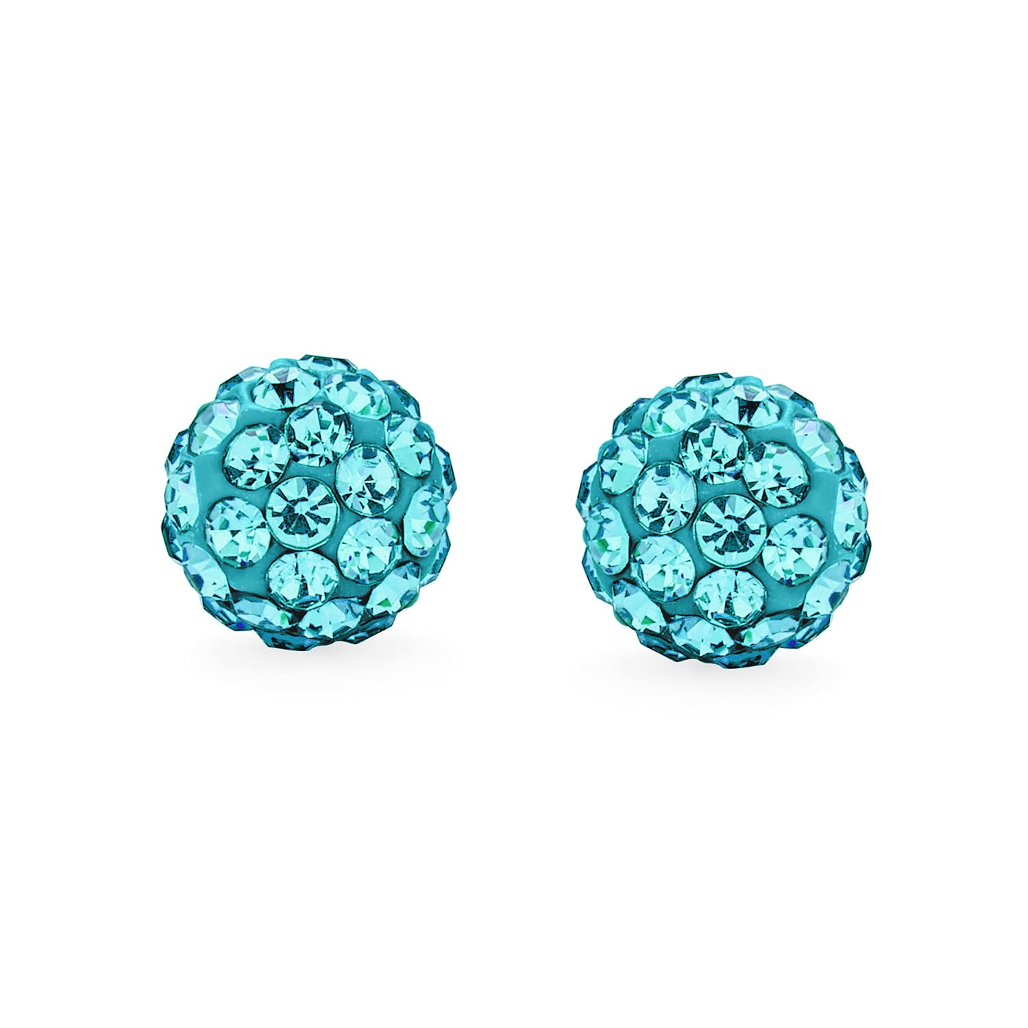 Sparkling .925 Sterling Silver 8MM Round Pave Crystal Disco Ball Stud Earrings for Women & Teens | Hypoallergenic Fashion Jewelry Gift | Perfect for Parties, Prom, Date Night & Everyday Wear