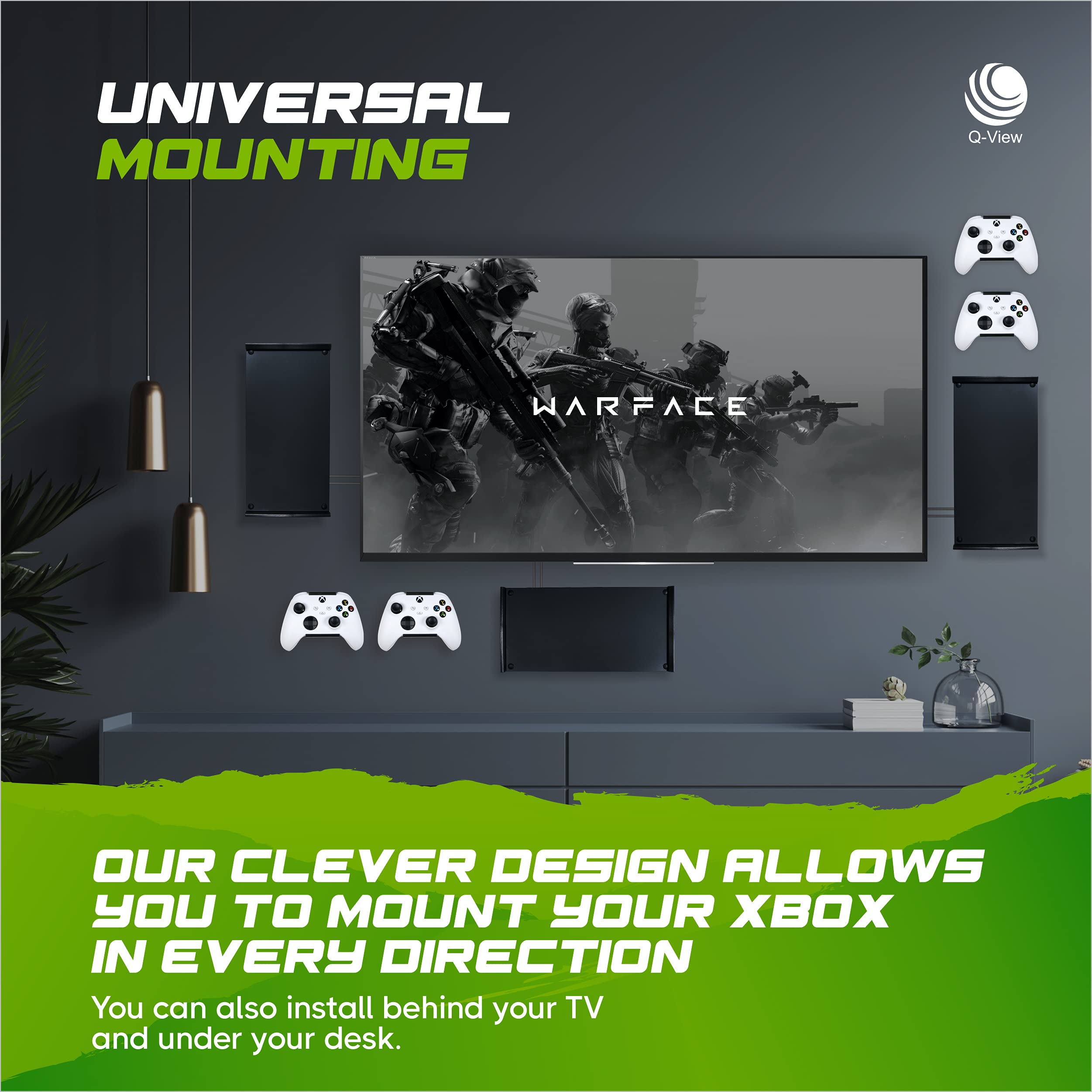 Xbox Series X Wall Mount with Controller Holder - Signature X Design, Black - UK Made - Perfect for Gaming Room Setup & Space Saving Organization