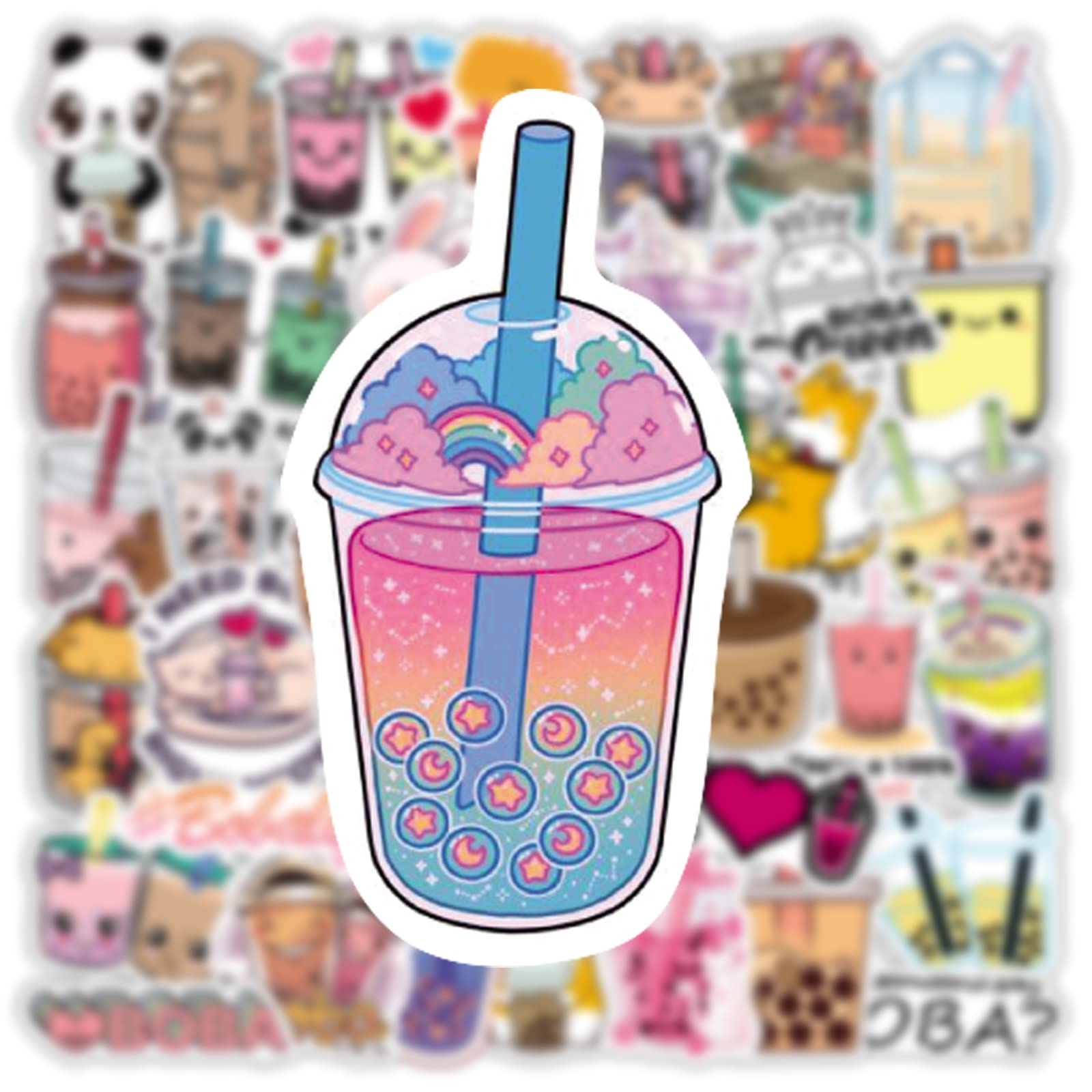 50PCS Kawaii Bubble Tea Stickers - Cute Boba Stickers, Waterproof Vinyl Aesthetic Stickers for Water Bottles, Laptops, Journals - Perfect for Teens, Kids & Girls - Great for School, DIY Crafts & Gift Wrapping