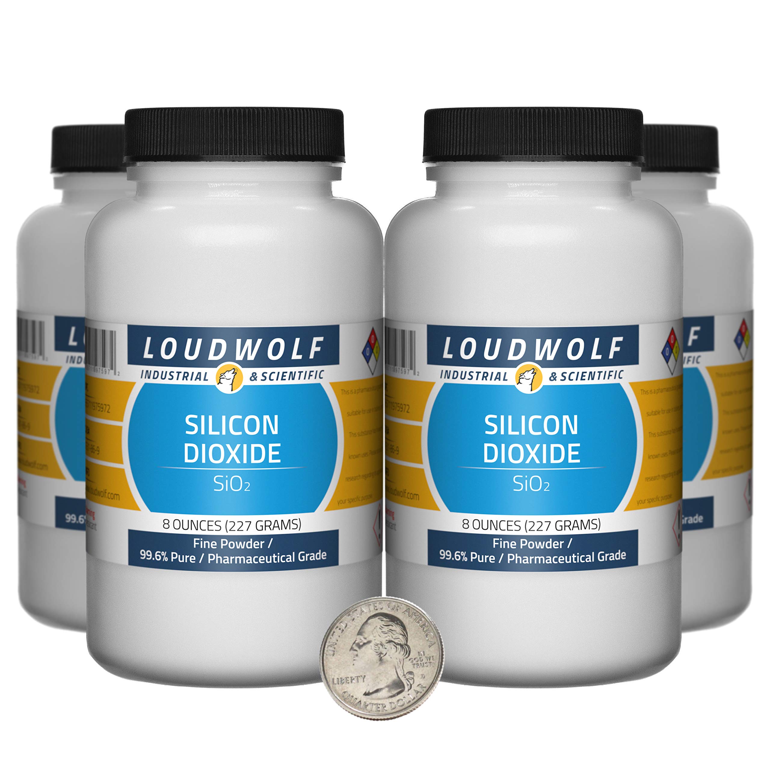 99.6% Pure Pharmaceutical Grade Silicon Dioxide Powder - 2 Pounds (4 Bottles) | Food Grade, Supplement & Industrial Use | Baking, Cosmetics, 3D Printing & More