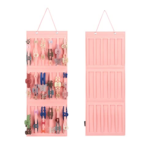 Women's Hanging Hair Claw Clips Holder - Pink Hair Accessories Organizer for Clips, Barrettes & Jaw Clips | Perfect for Bathroom, Bedroom & Salon Storage