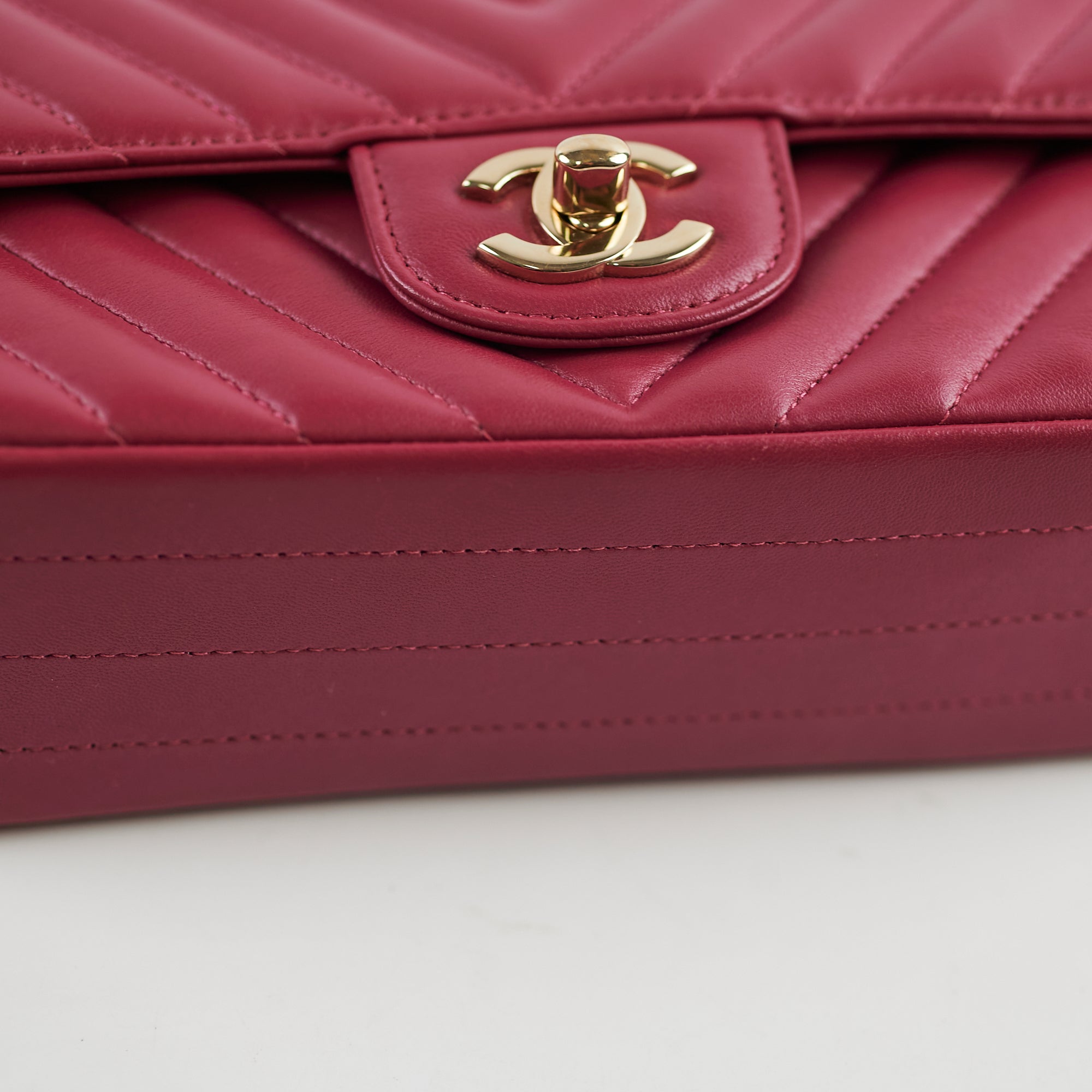 Chanel Mini Rectangular Bag in Dark Pink Chevron Lambskin Leather - Luxury Crossbody Purse for Women, Perfect for Date Night & Special Occasions