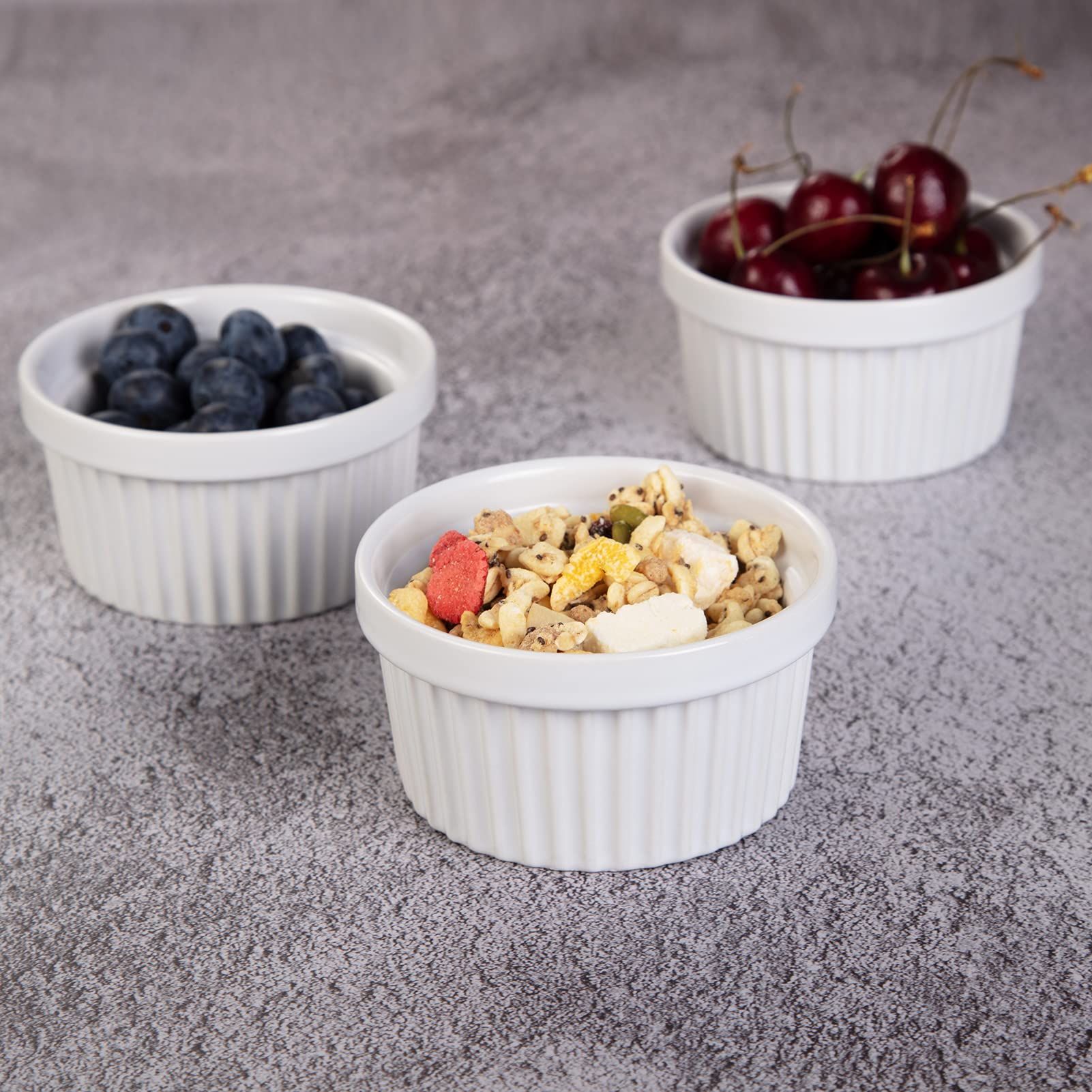 8 oz Porcelain Ramekins Set of 8 - Oven Safe Dipping Bowls for Soufflé, Crème Brûlée & Baking | Classic White Ceramic Ramekins for Desserts, Sauces & Kitchen Serving