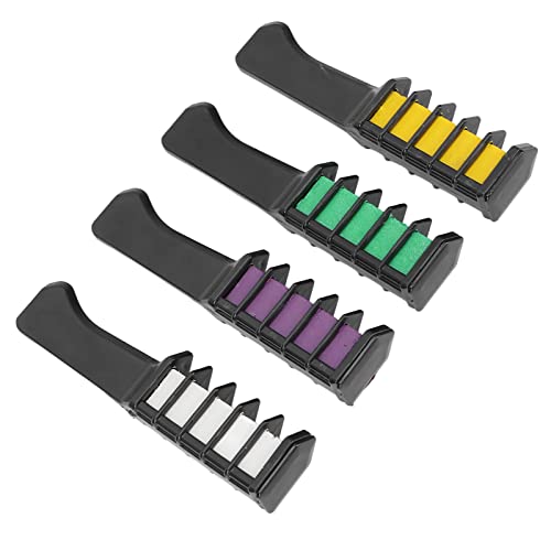 Vibrant Temporary Hair Chalk Set - Purple, Dark Fluorescent Green, Yellow & White for Women & Girls | Perfect for Parties, Raves, Festivals & Cosplay | Non-Damaging Washable Hair Color for Fun Events