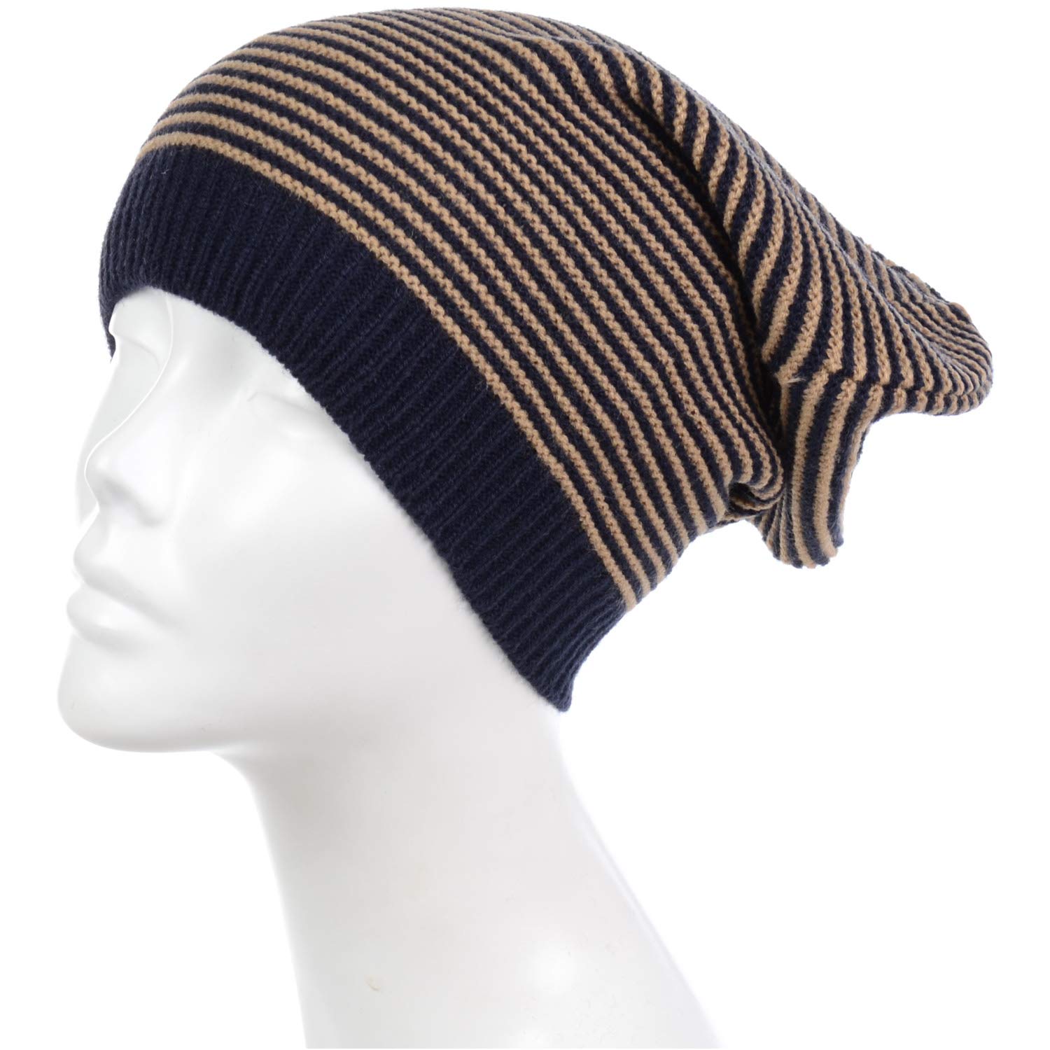 BYOS Unisex Lightweight Slouchy Knit Beanie Hat - Solid, Stripes & Chevron Patterns - Cozy Winter Accessory for Men & Women - Perfect for Outdoor Activities, Casual Wear & Cold Weather Fashion