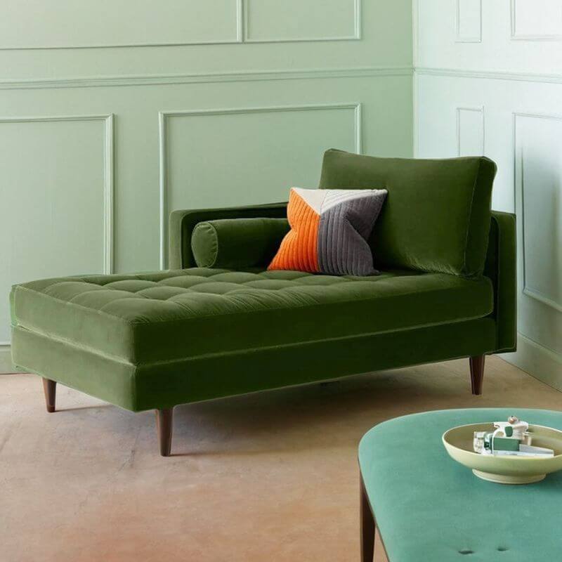 Lime Green Corner Chaise Lounge with 3 Pillows - Detachable Bedroom Sofa for Small Spaces | Perfect for Reading Nook, Guest Room Seating & Apartment Decor