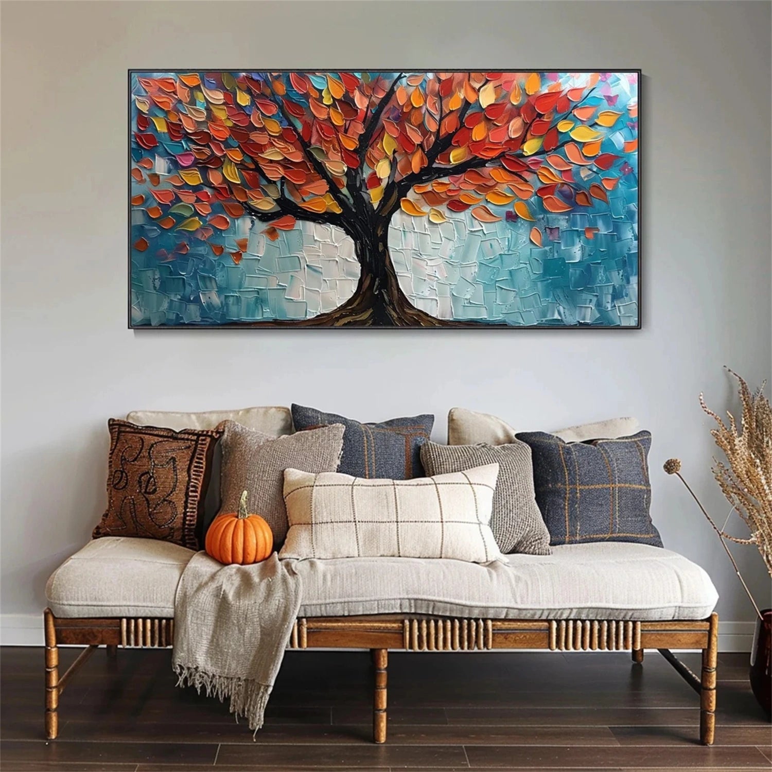 Flower and Tree Painting #FT105 - Handmade Canvas Wall Art for Home & Office Decor | Perfect for Living Room, Bedroom, or Gift