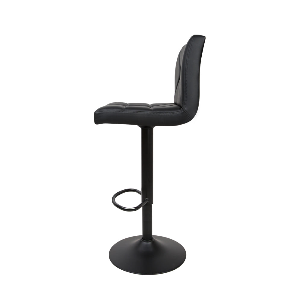 2 Pack Black Leather Bar Stools with Gas Lift - Adjustable Height Kitchen & Dining Chairs for Counter, Island, or Pub - Modern Home Decor & Seating Solution