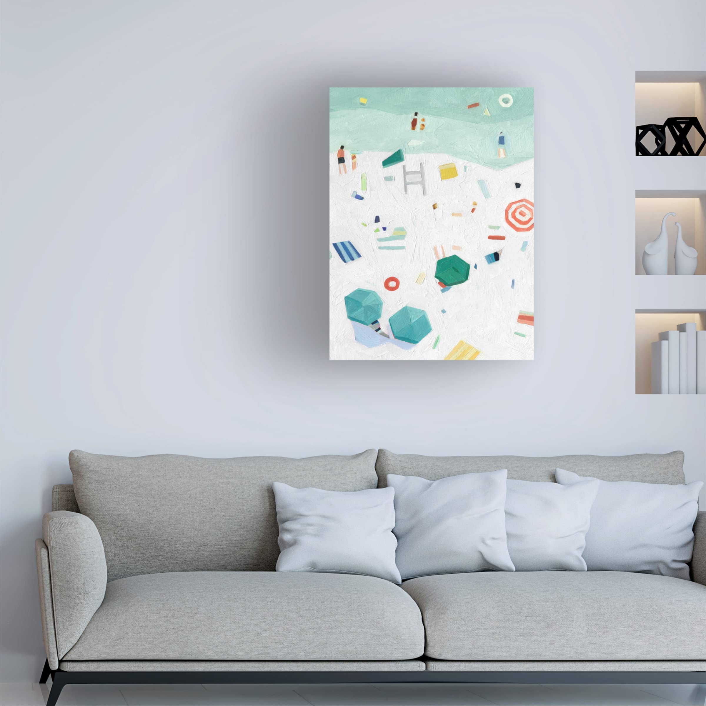 Emma Scarvey 'Beach Vista I' Canvas Wall Art Print - Coastal Landscape Painting for Living Room, Bedroom & Office Decor