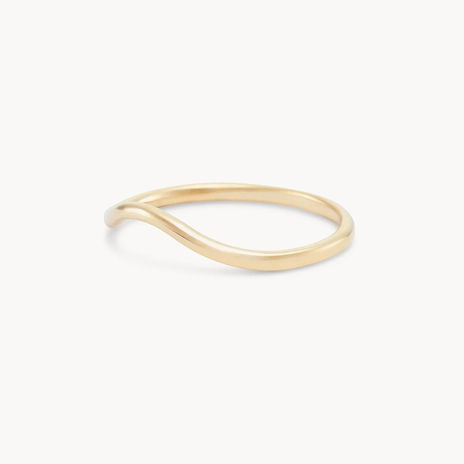 14K Yellow Gold Plain Wave Band Ring - Elegant Minimalist Jewelry for Women, Perfect for Everyday Wear, Gifts & Special Occasions