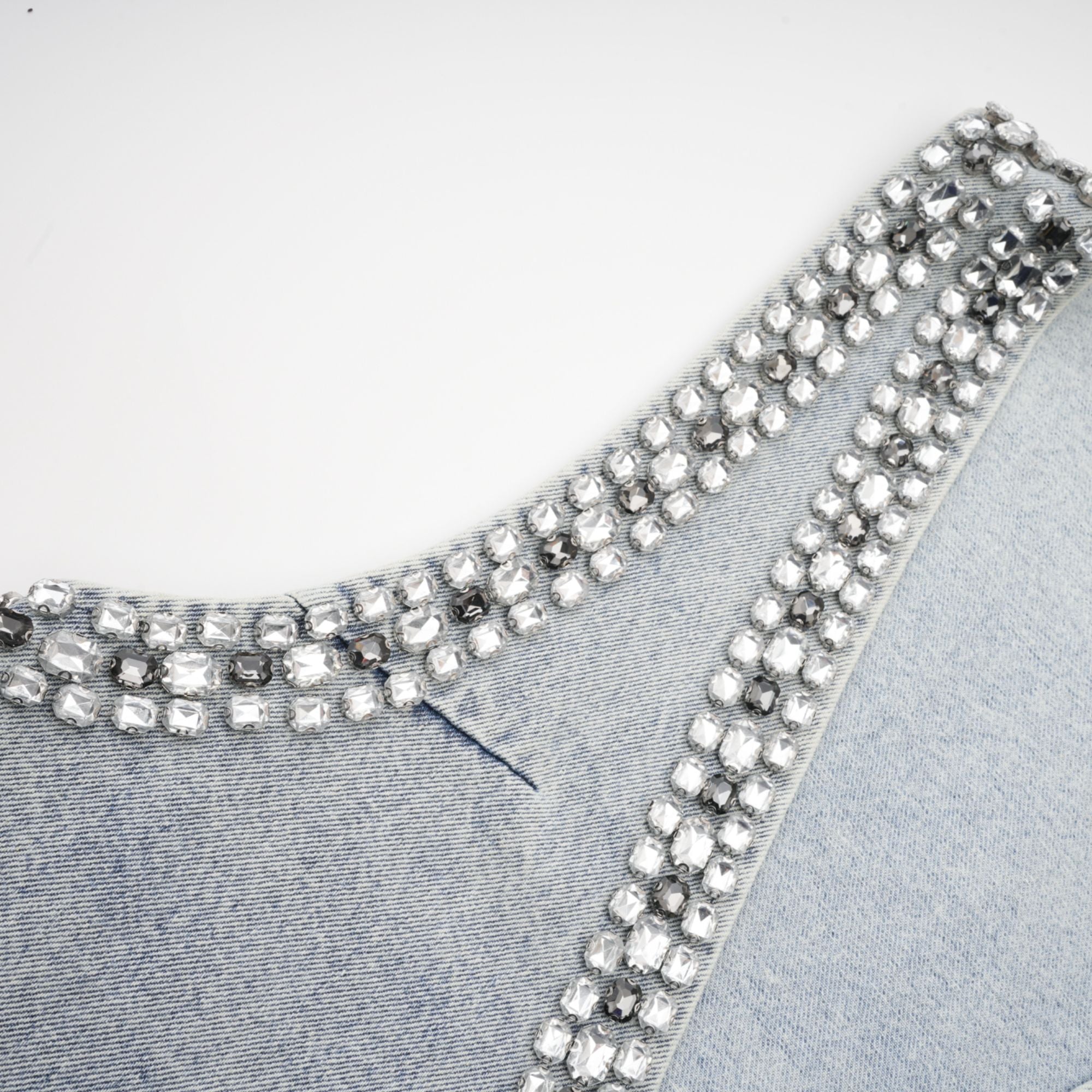Daphne Blue Crystal Sleeveless Denim Mini Dress - Perfect for Summer Parties, Beach Vacations & Night Out