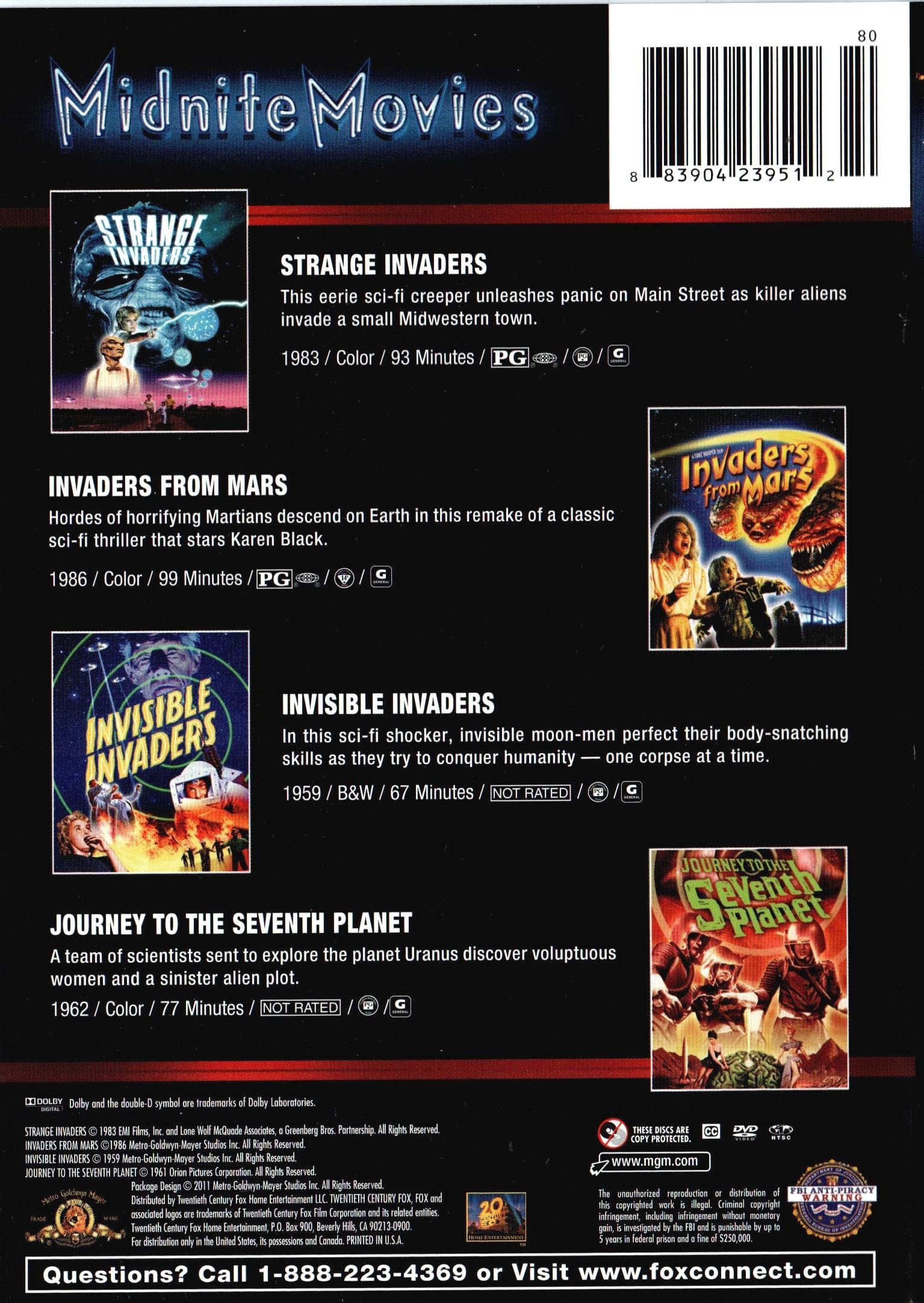 Strange Invaders | Invaders from Mars | Invisible Invaders | Journey to the Seventh Planet - Classic Sci-Fi Movie Collection (Midnite Movies) - Perfect for Movie Nights & Sci-Fi Enthusiasts